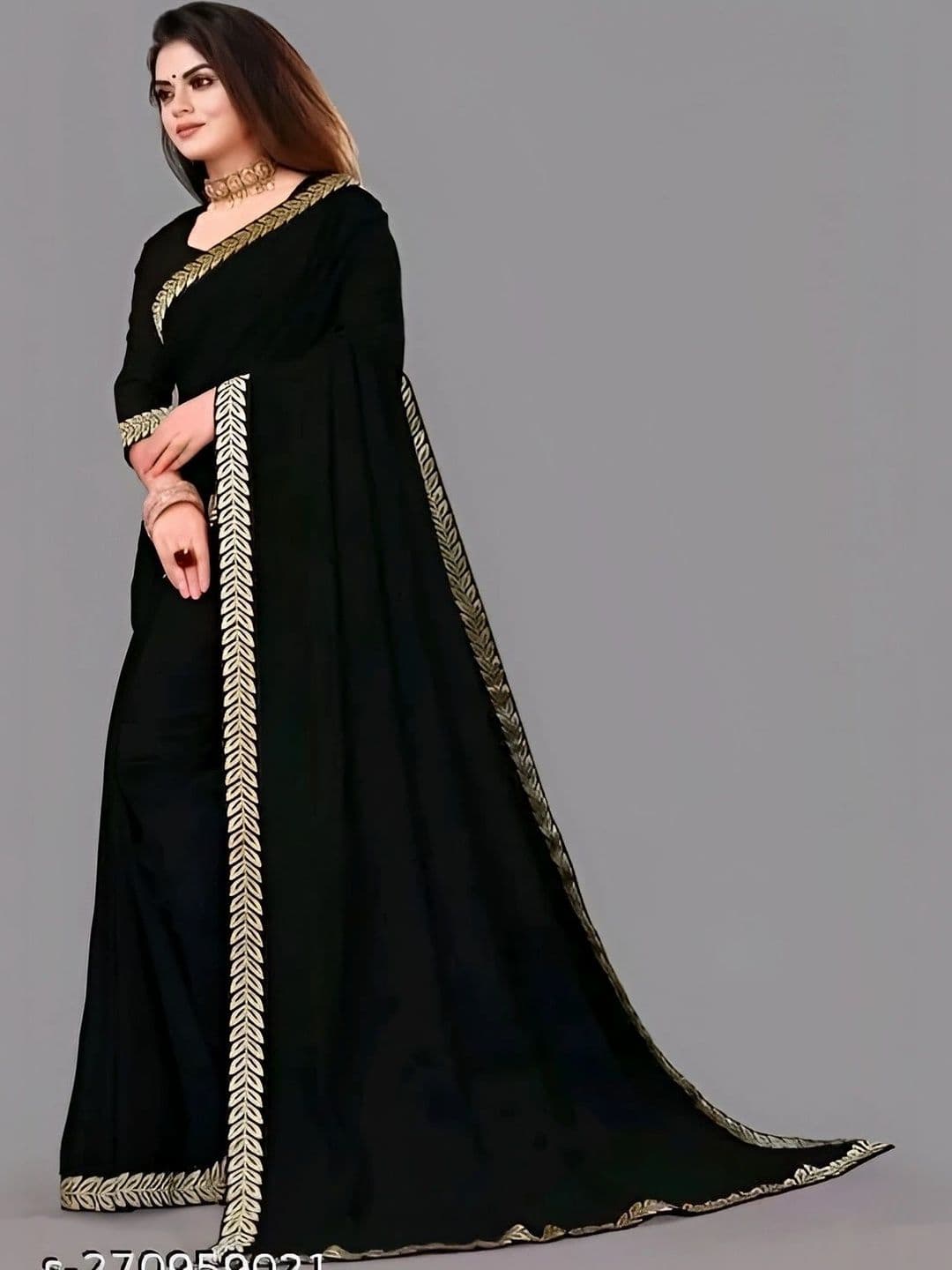 RENBRIZA Embroidered Poly Chiffon Saree thumbnail 6