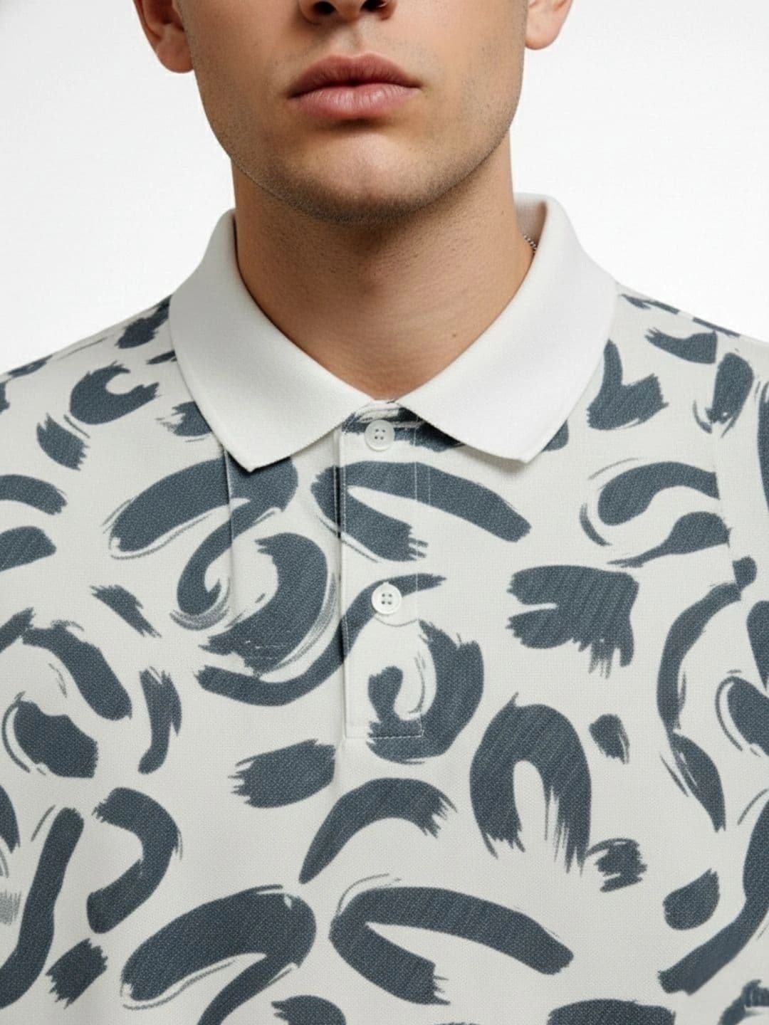 HERE&NOW Men Printed Polo Collar T-shirt thumbnail 5