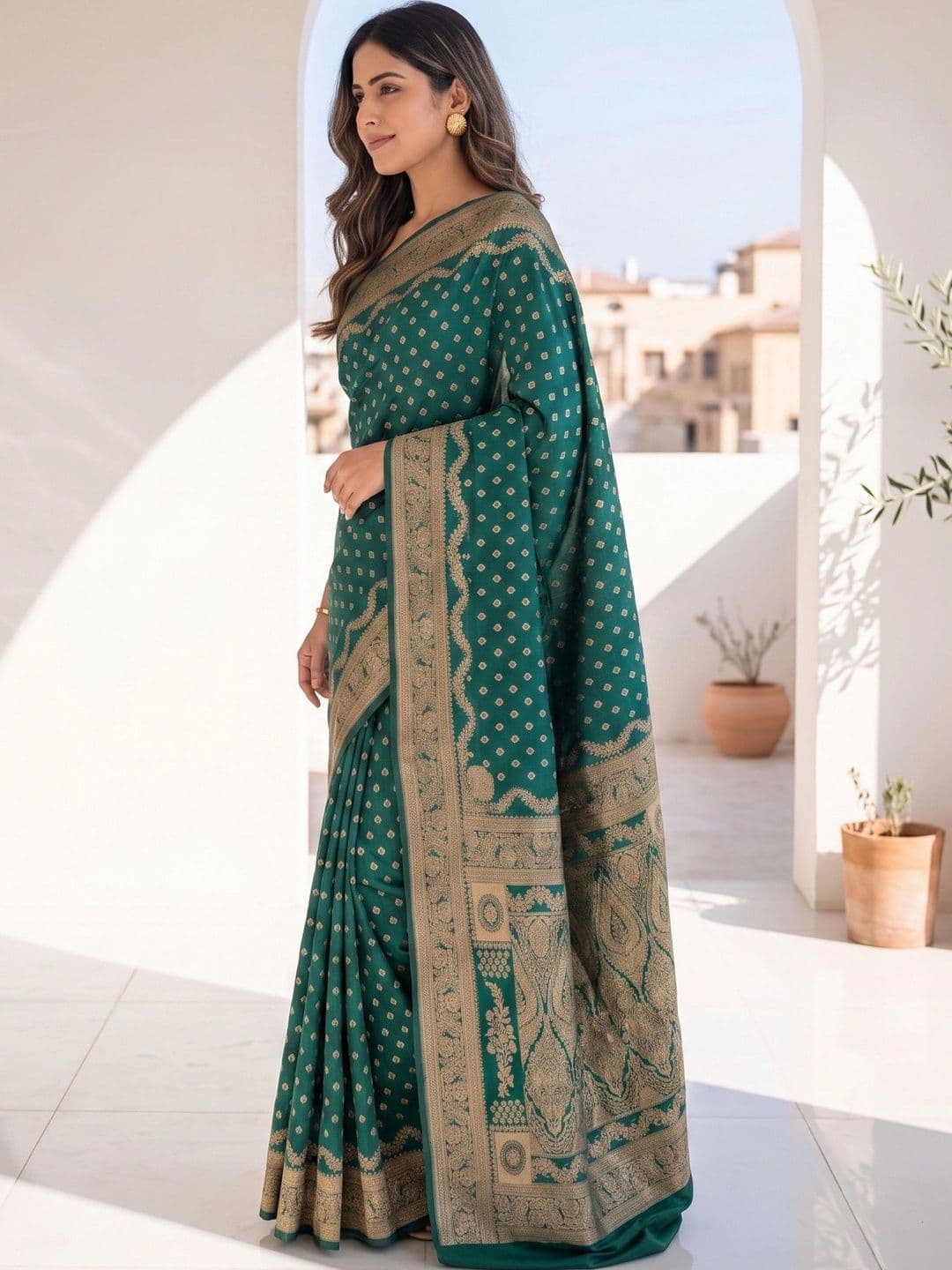 ROOP RADHIKA Woven Design Zari Silk Blend Designer Banarasi Saree thumbnail 6
