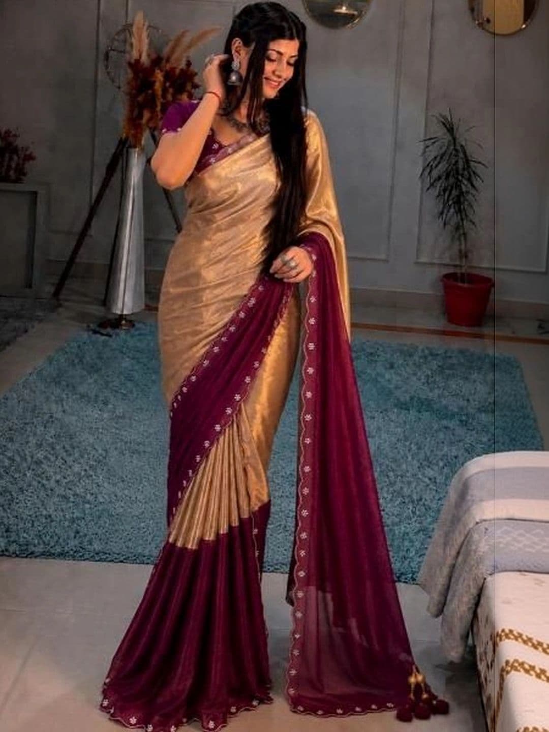 Lapetiya Clothing Satin Saree - view 1