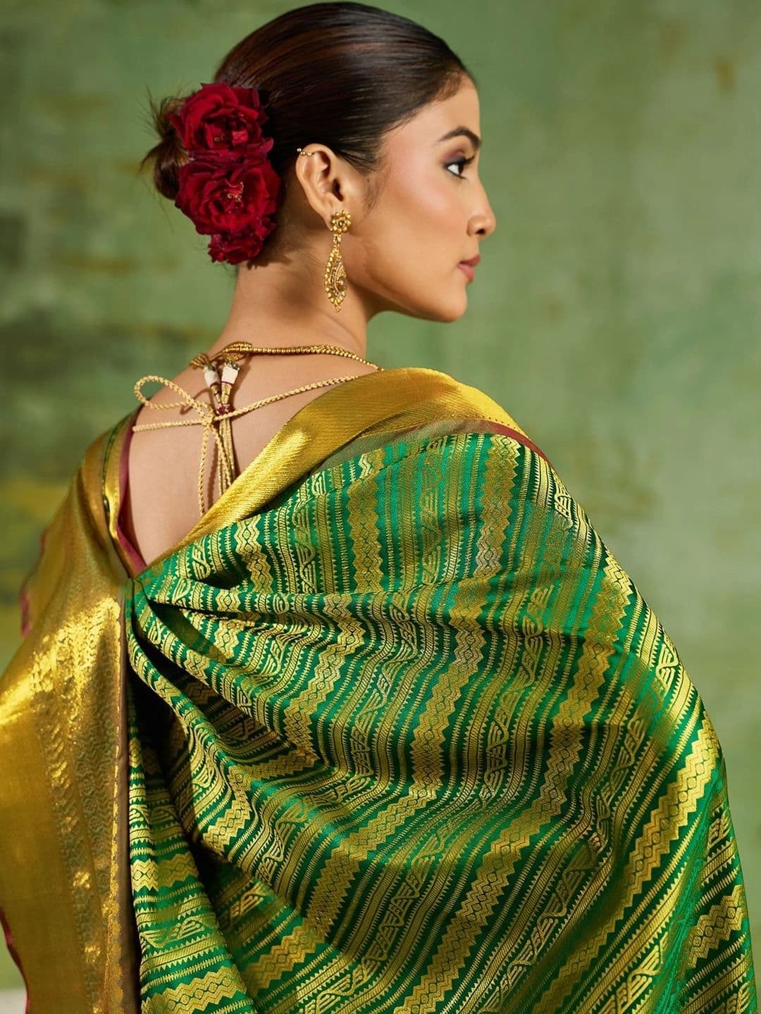 Dhaaga Ghar Woven Design Zari Silk Blend Designer Kanjeevaram Saree thumbnail 7