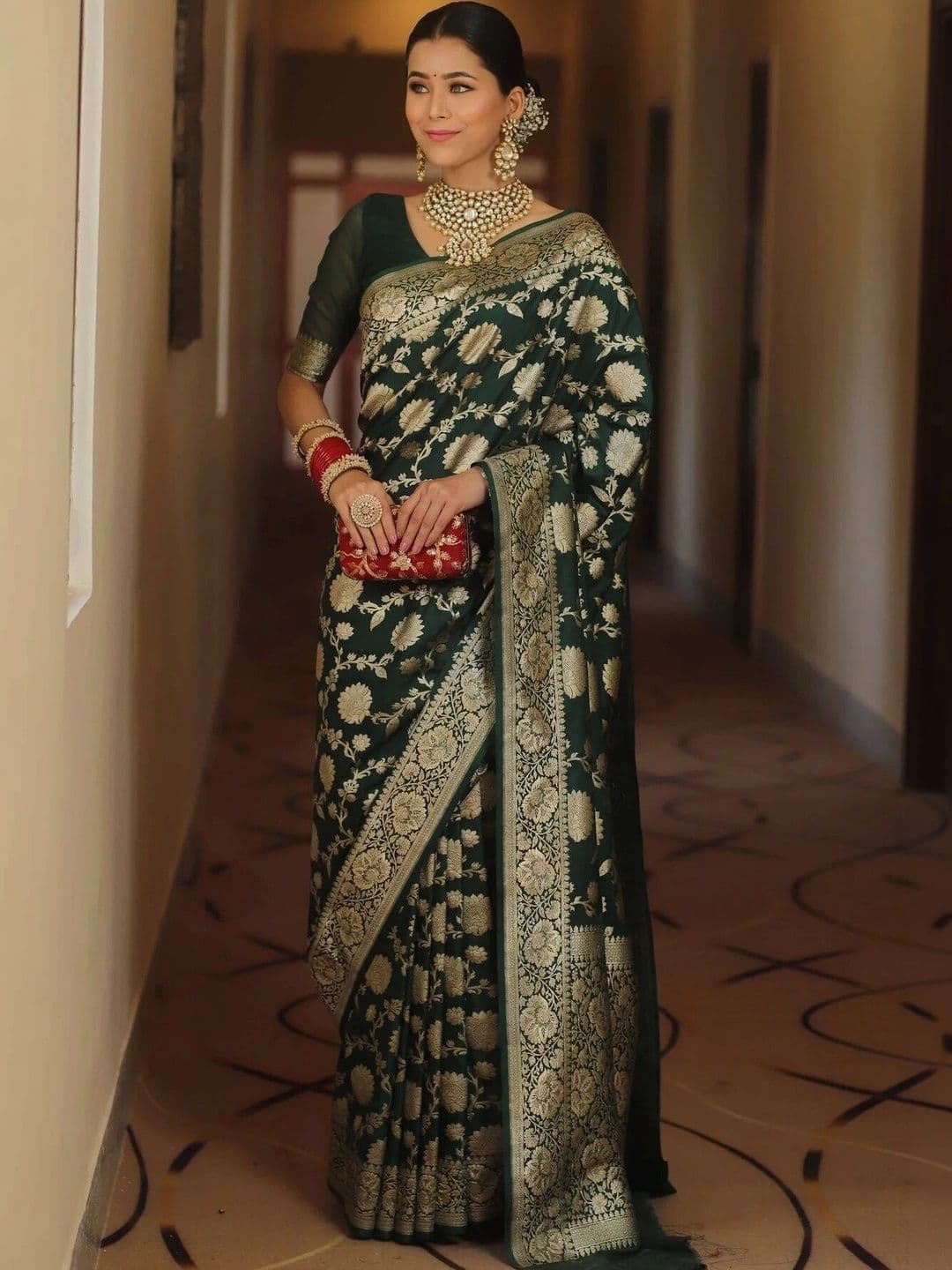 VS MALL Ethnic Motifs Zari Banarasi Saree - view 1