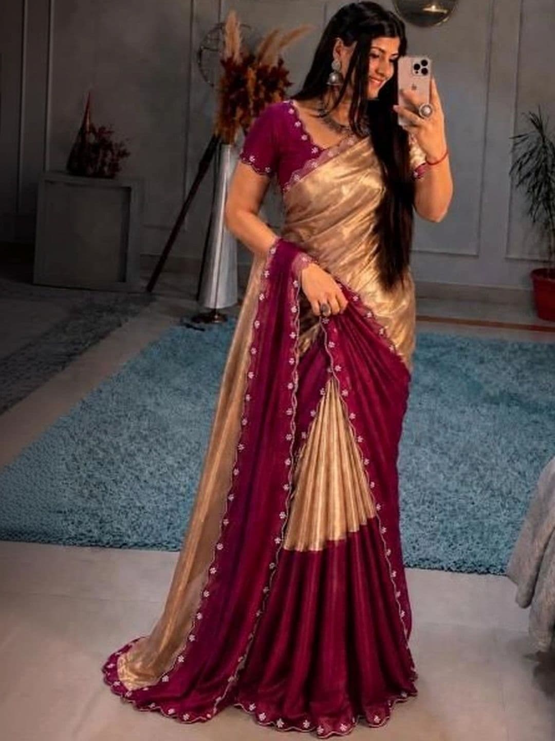 Lapetiya Clothing Satin Saree thumbnail 4