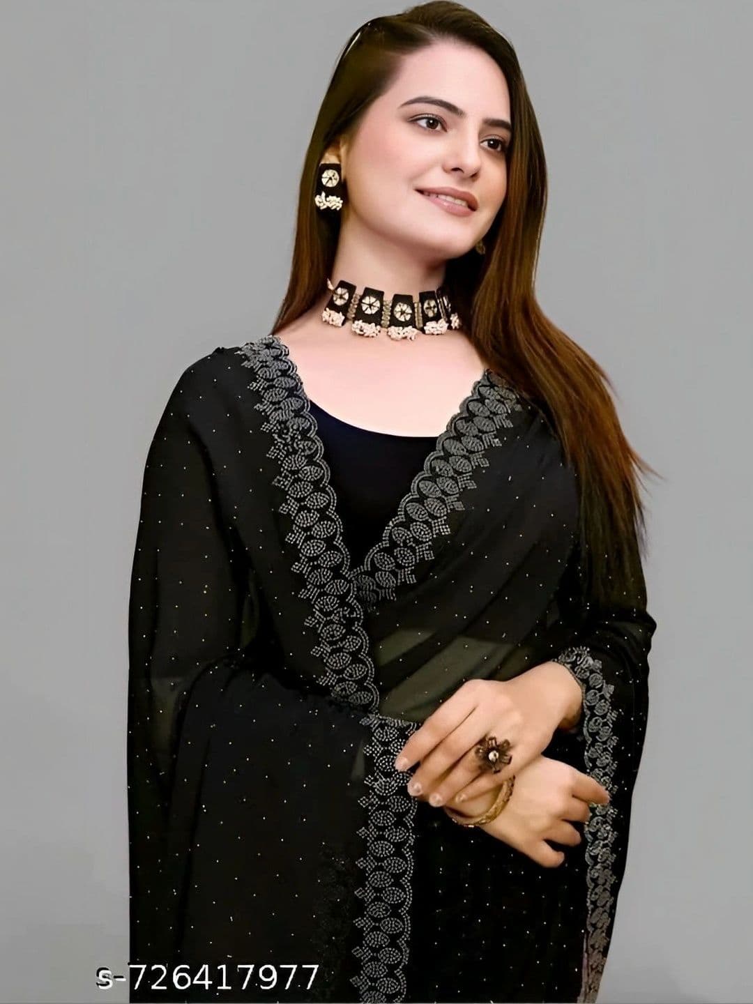 RENBRIZA Poly Georgette Saree thumbnail 4