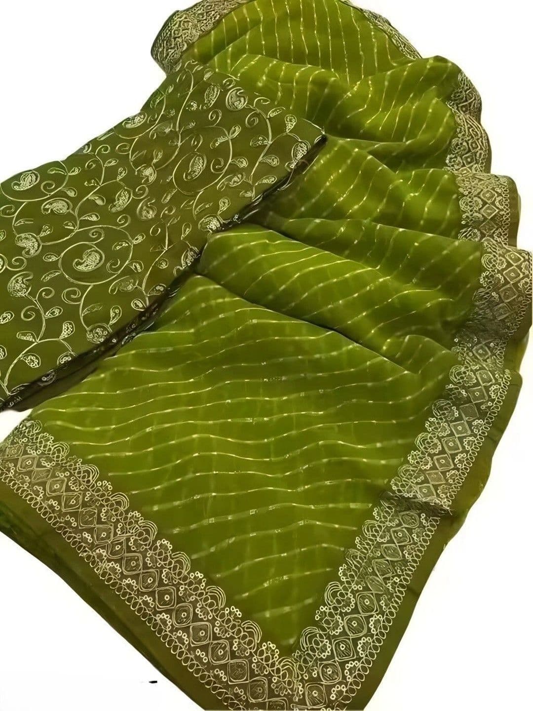RENBRIZA Embroidered Poly Georgette Saree thumbnail 3