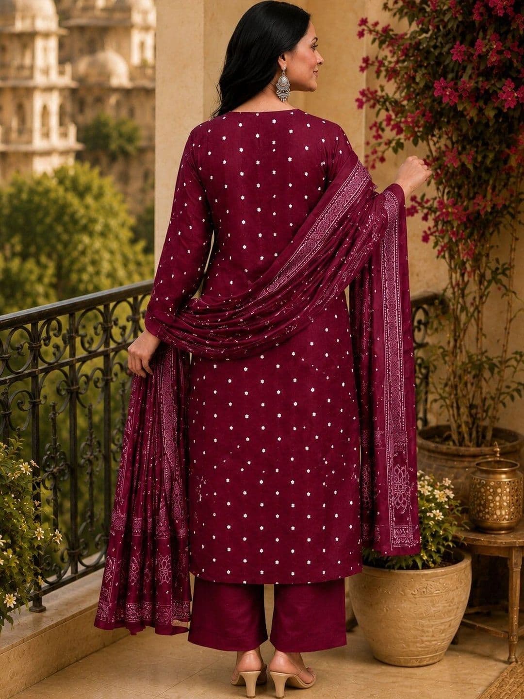 SANTOPERA DESIGNER Women Ethnic Motifs Printed Regular Kurta with Palazzos & With Dupatta thumbnail 6