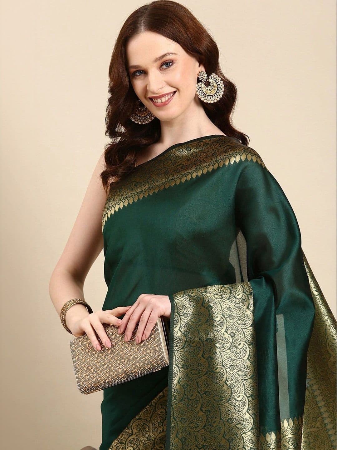 VS MALL Paisley Zari Banarasi Saree thumbnail 4