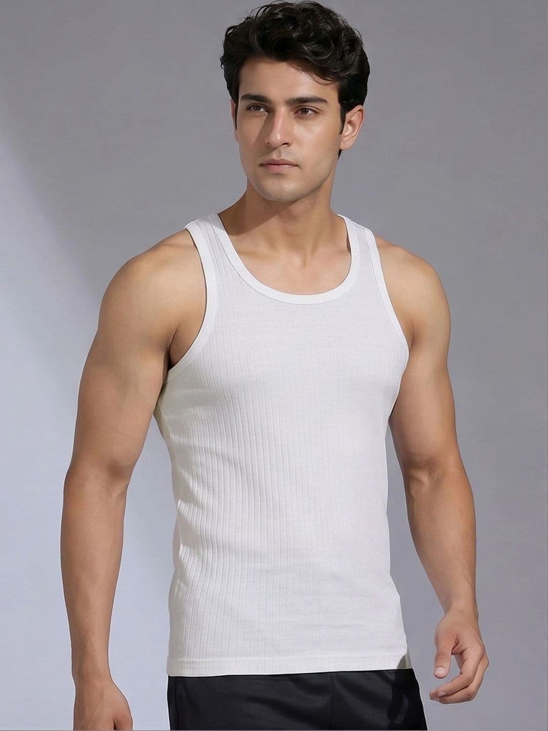 XYXX Men Solid Nova Super Combed Cotton White Round Neck Innerwear Vest - view 1