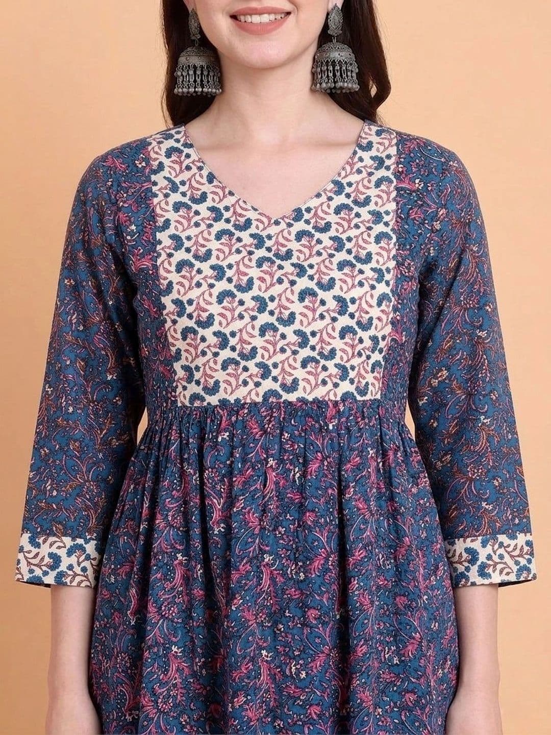 Assume Fab Women Floral Printed Empire Kurta with Trousers & With Dupatta thumbnail 6