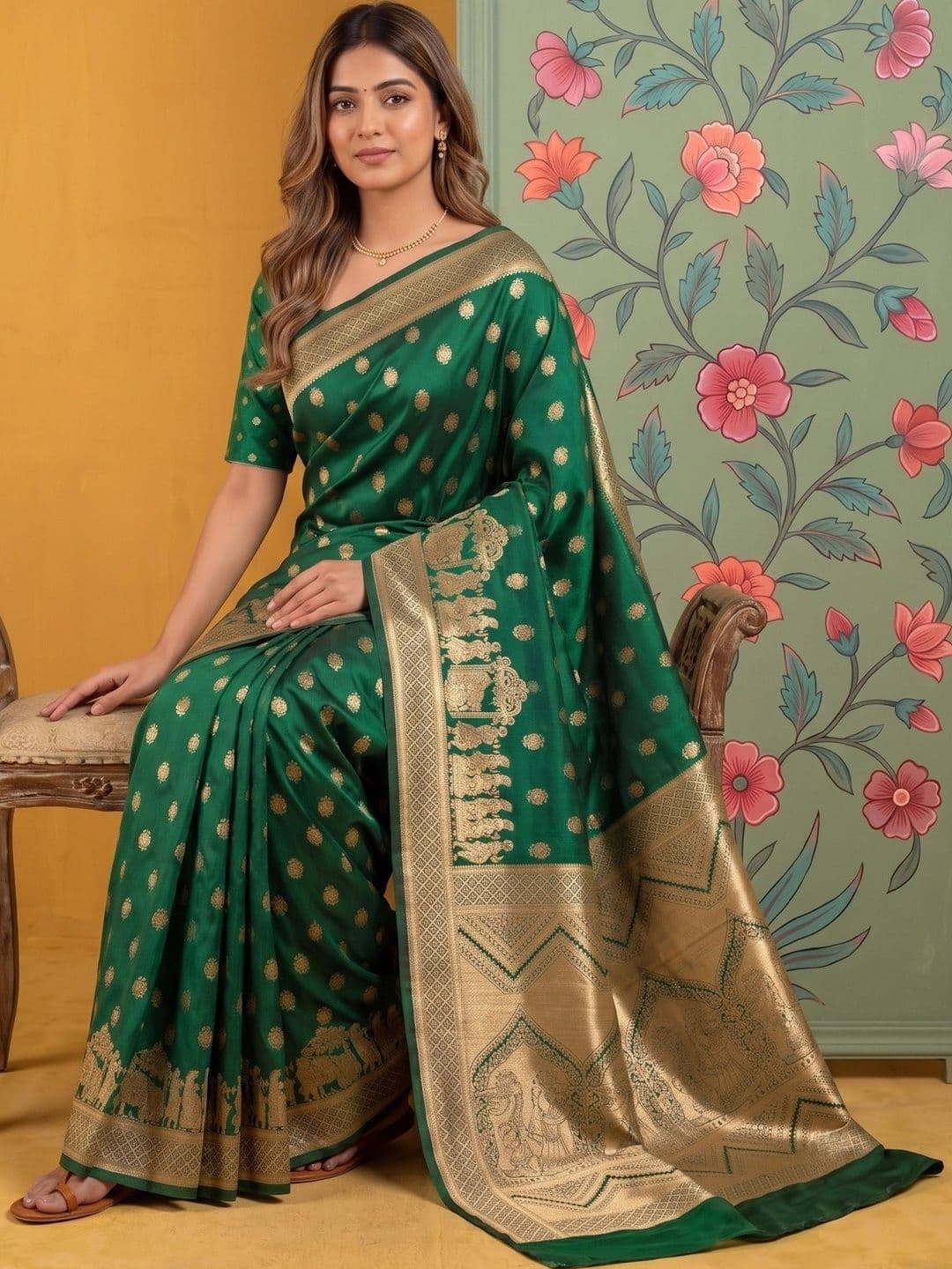 ROOP RADHIKA Woven Design Zari Silk Blend Designer Banarasi Saree thumbnail 2
