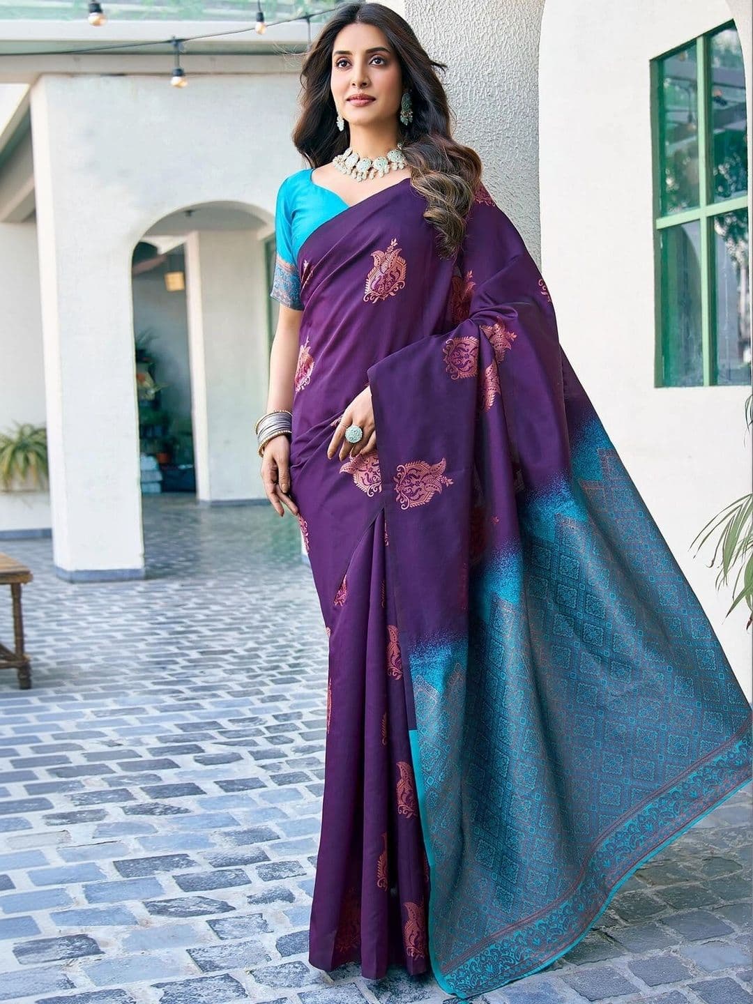 VS MALL Woven Design Zari Banarasi Saree - view 1