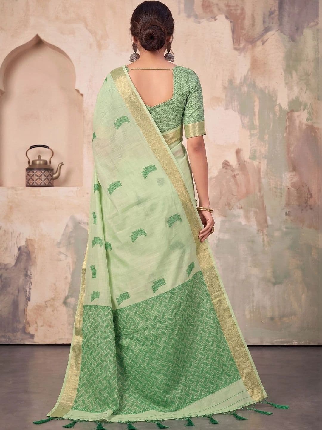 Dhaaga Ghar Woven Design Linen Blend Designer Saree thumbnail 3