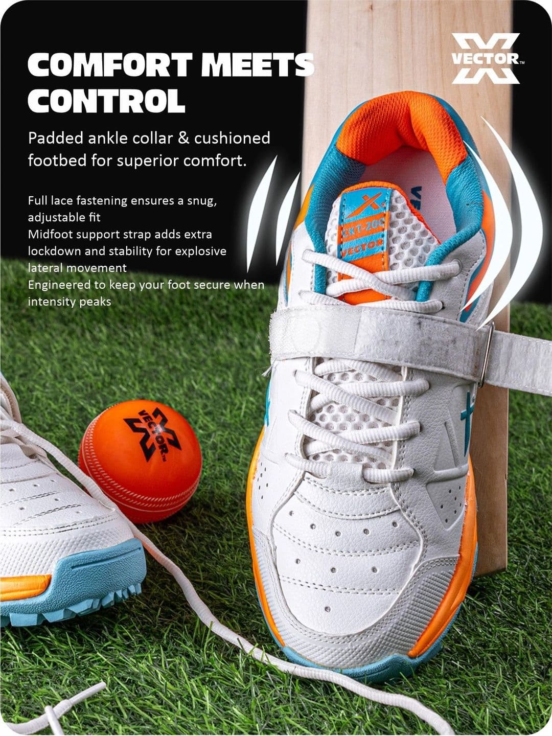VECTOR X CKT 200 PU Material with Rubber Sole All Rounder Cricket Shoes thumbnail 3