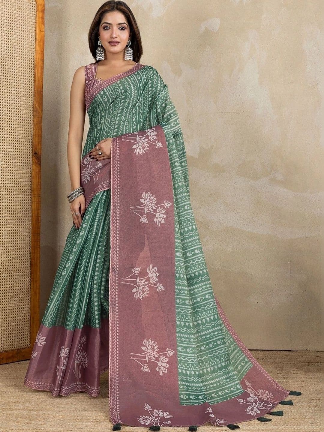 Kesarii Floral Saree - view 1