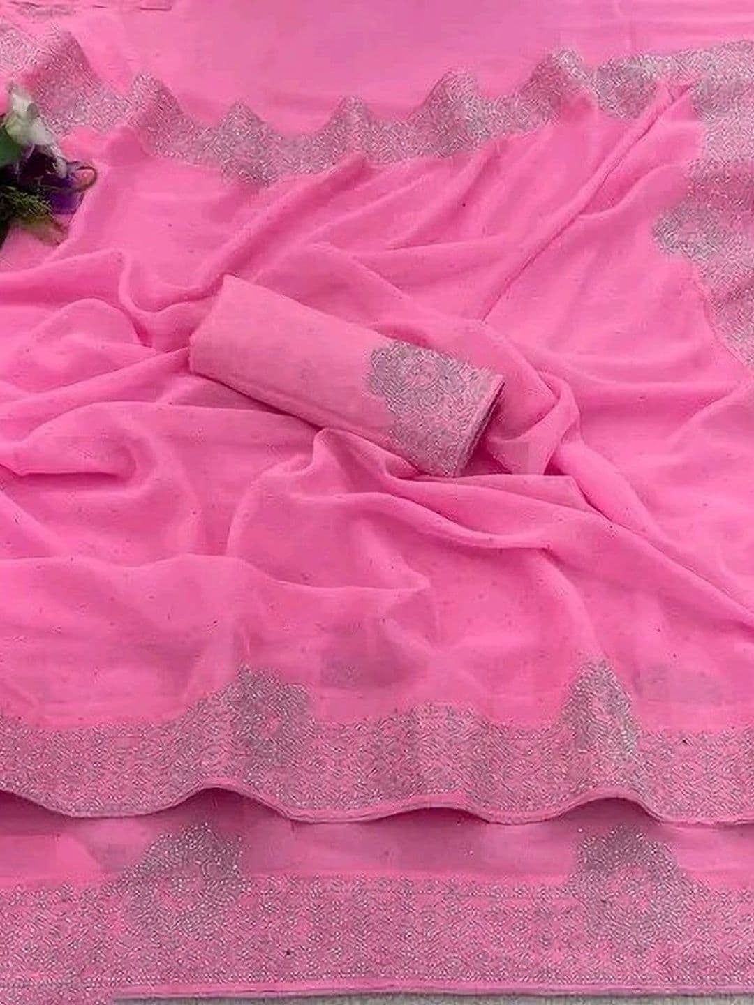 RENBRIZA Poly Georgette Saree thumbnail 3