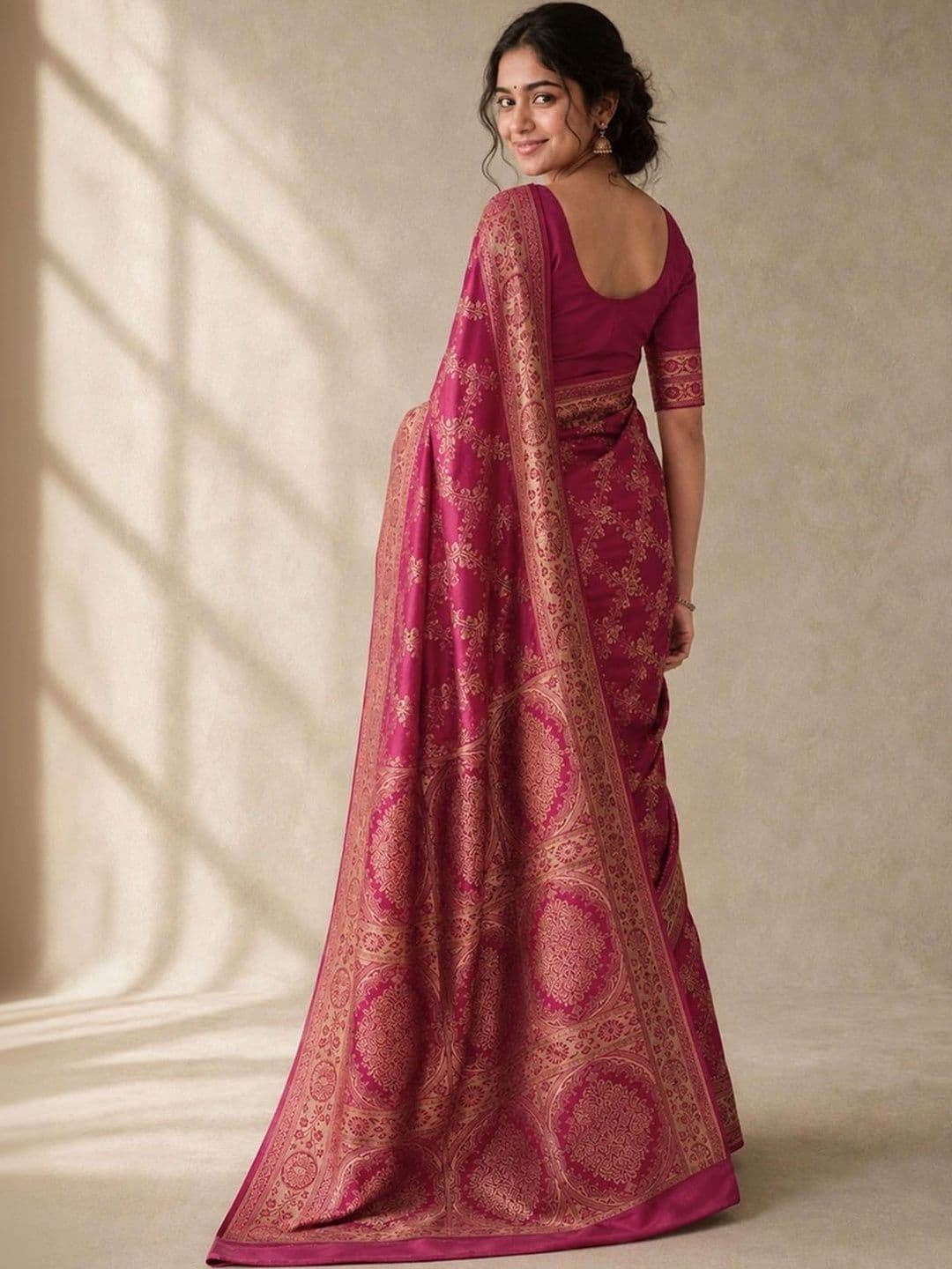 SAMANTHA Woven Design Zari Silk Blend Paithani Saree thumbnail 7