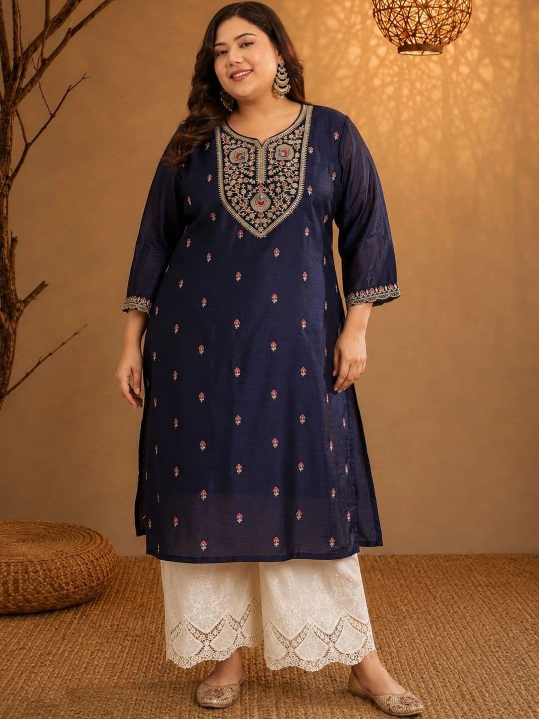 FULL BLOOM Women Ethnic Motifs Embroidered Thread Work Kurta - view 1