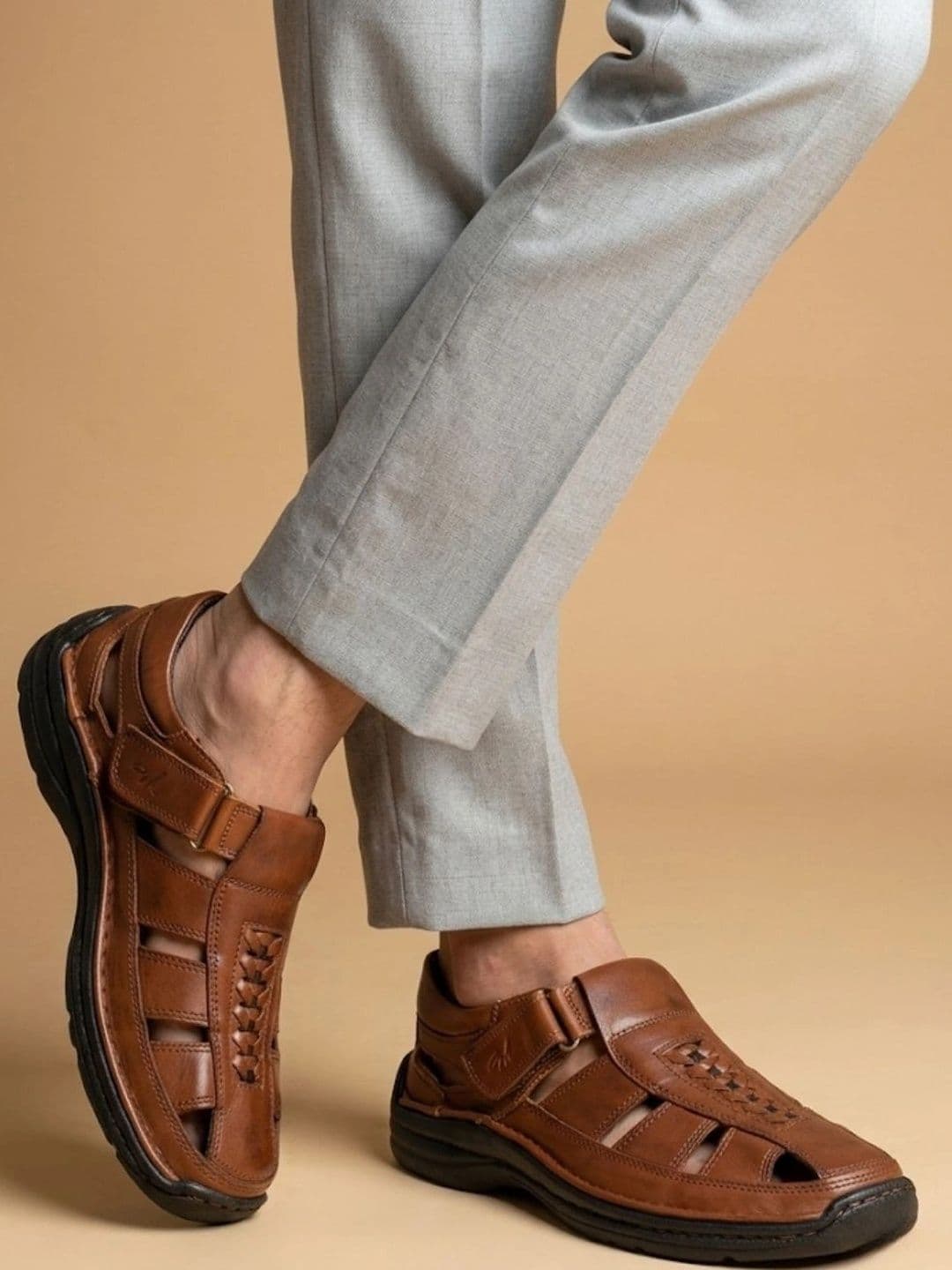 Mardi Gras Men Leather Fisherman Sandals - view 1