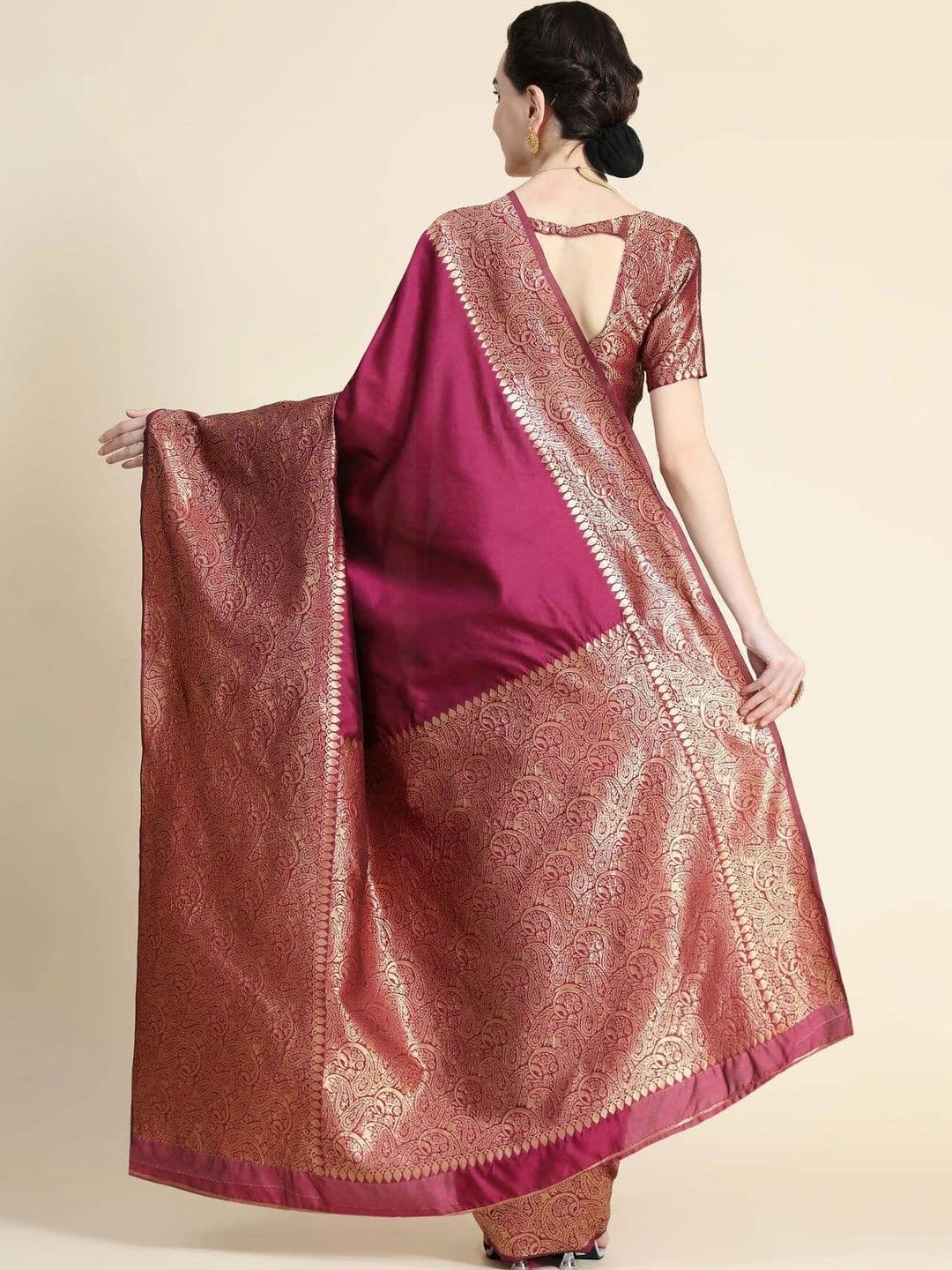 VS MALL Ethnic Motifs Zari Banarasi Saree thumbnail 2