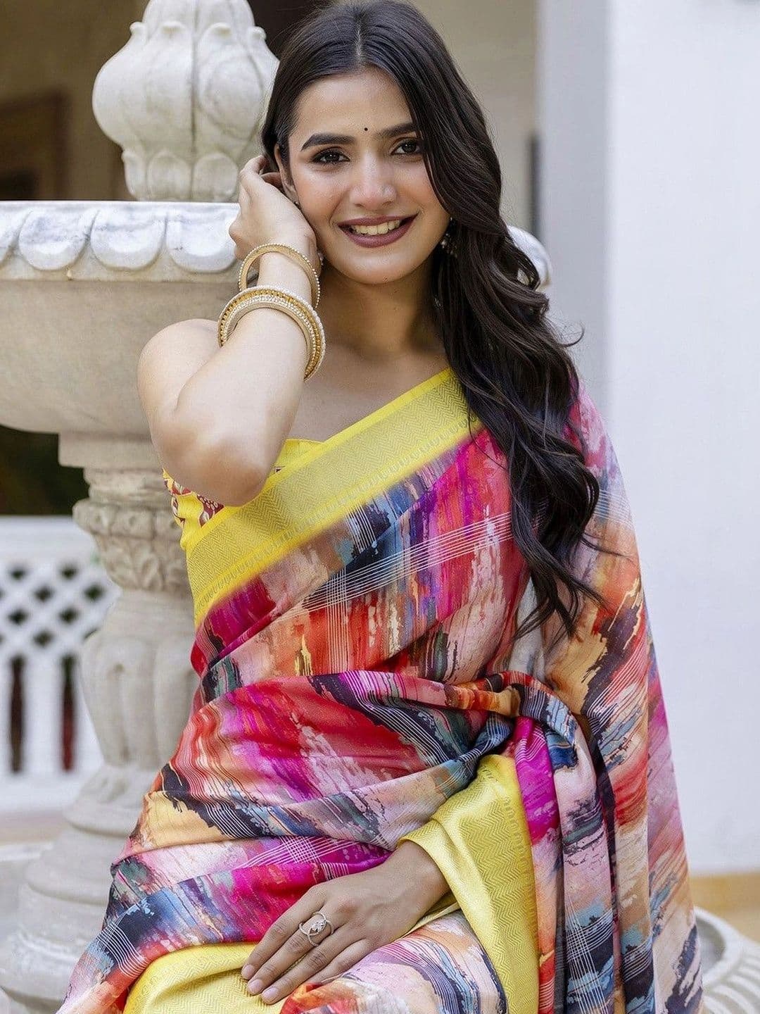 KALINI Zari Art Silk Fusion Saree thumbnail 6