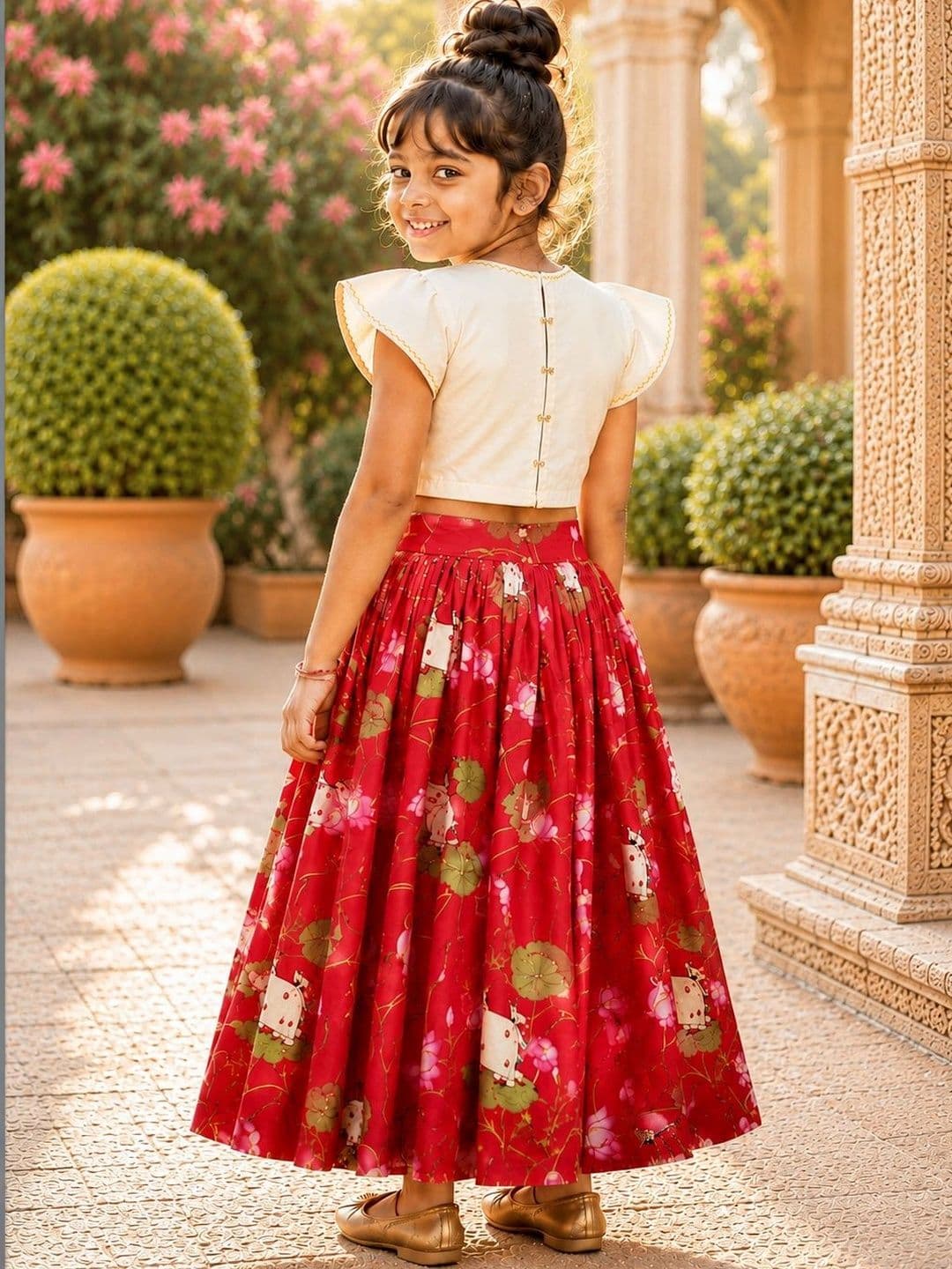 Sangria Girls Printed Ready to Wear Lehenga & thumbnail 5