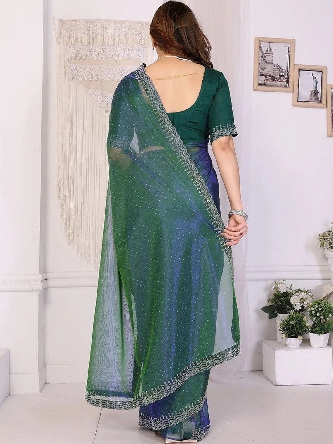 RENBRIZA Ombre Net Saree thumbnail 3