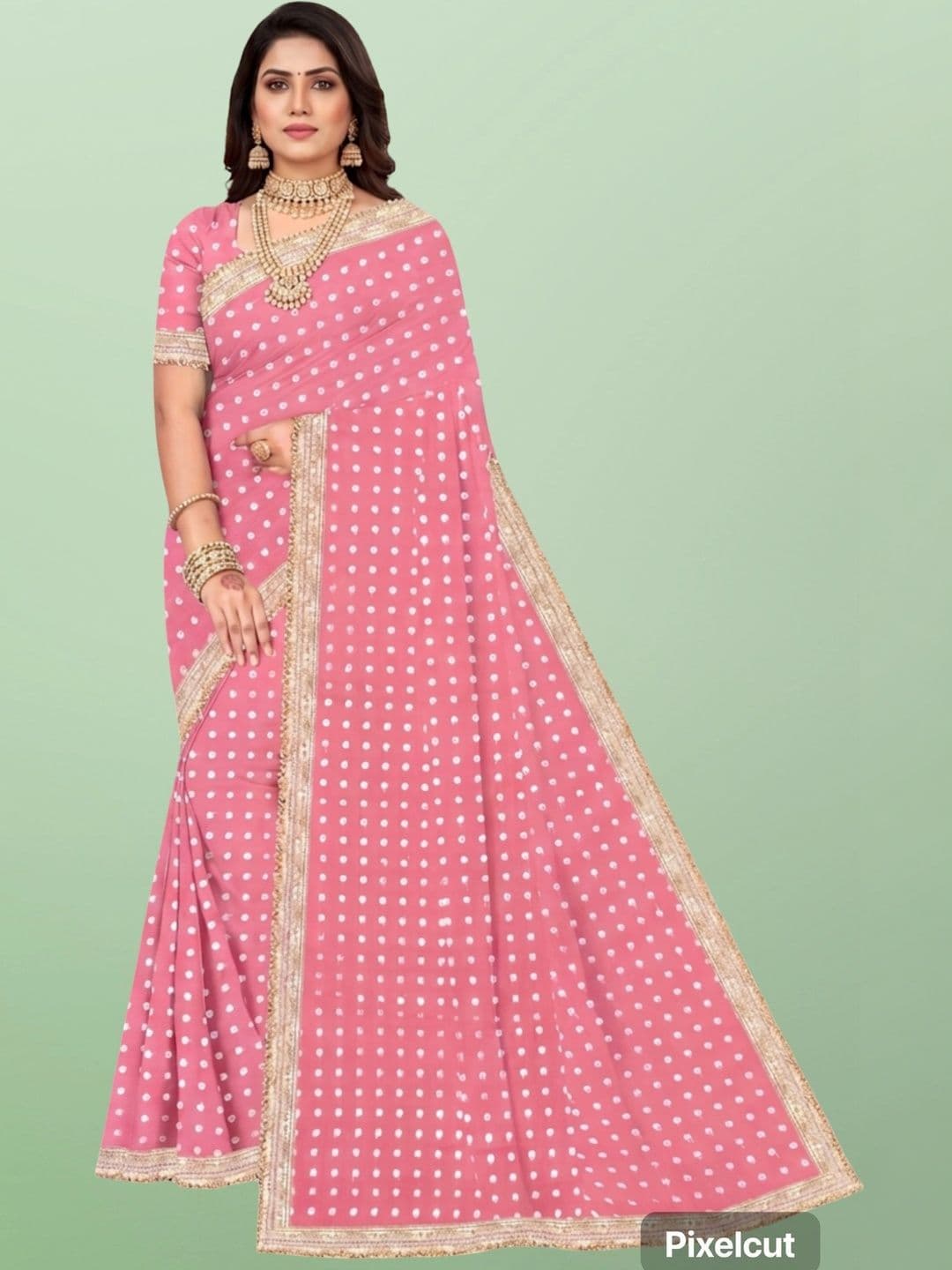 shreecre Bandhani Zari Pure Georgette Saree - view 1