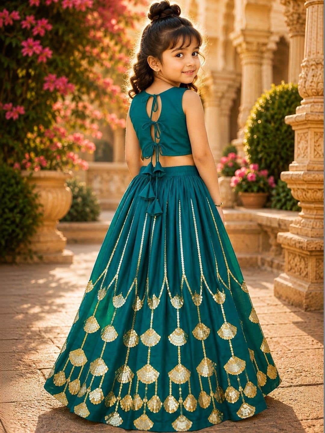 Sangria Girls Embellished Mirror Work Ready to Wear Lehenga & thumbnail 6