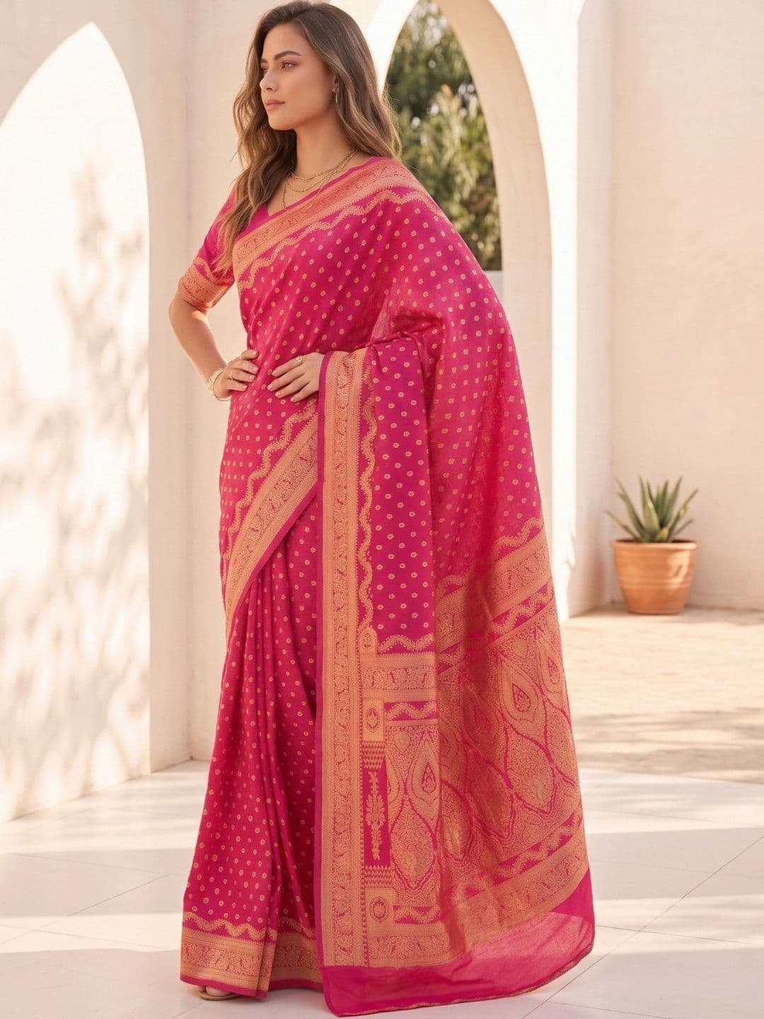 ROOP RADHIKA Woven Design Zari Silk Blend Designer Banarasi Saree thumbnail 3