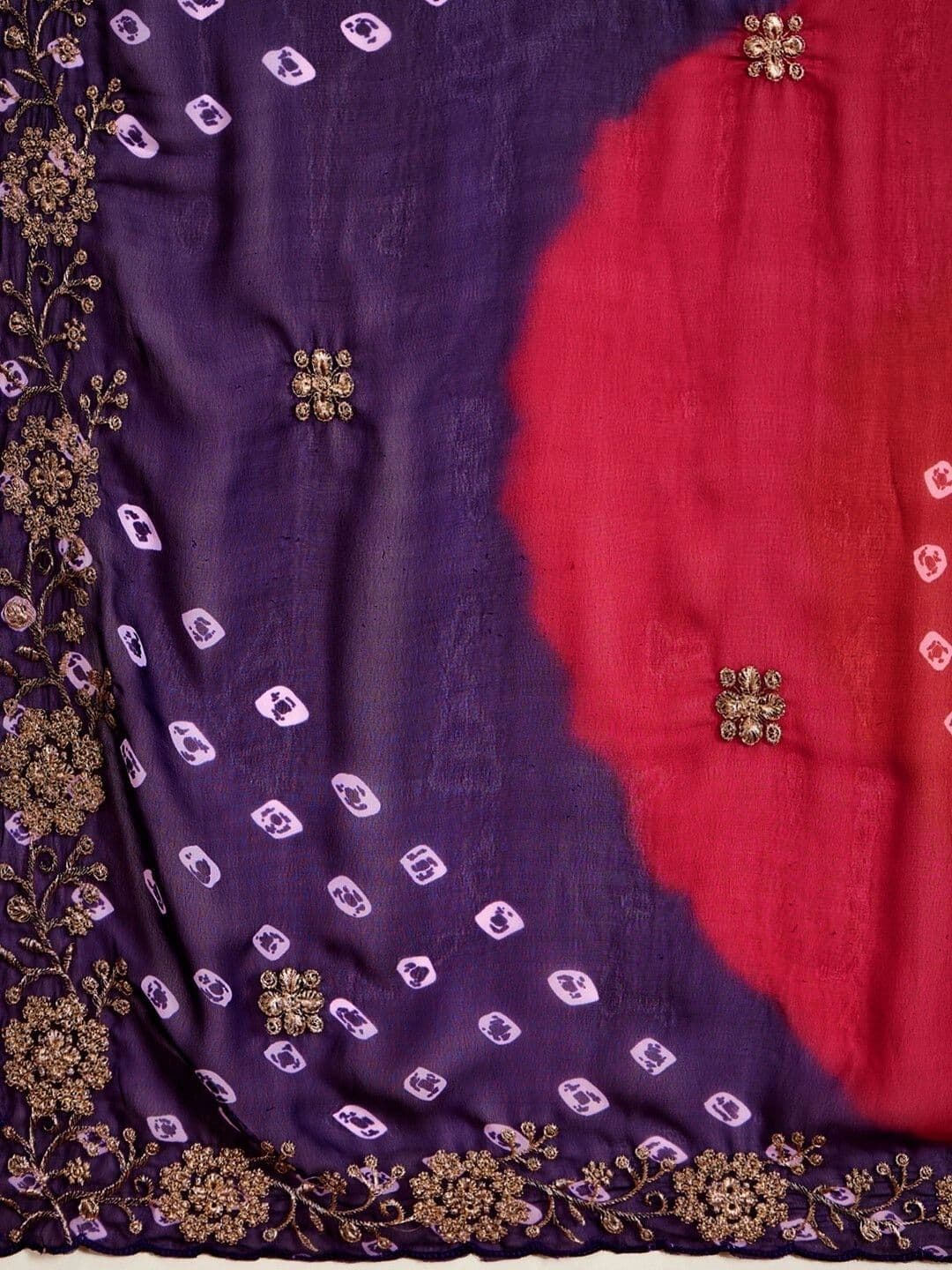 KALINI Bandhani Embroidered Pure Georgette Fusion Bandhani Saree thumbnail 7