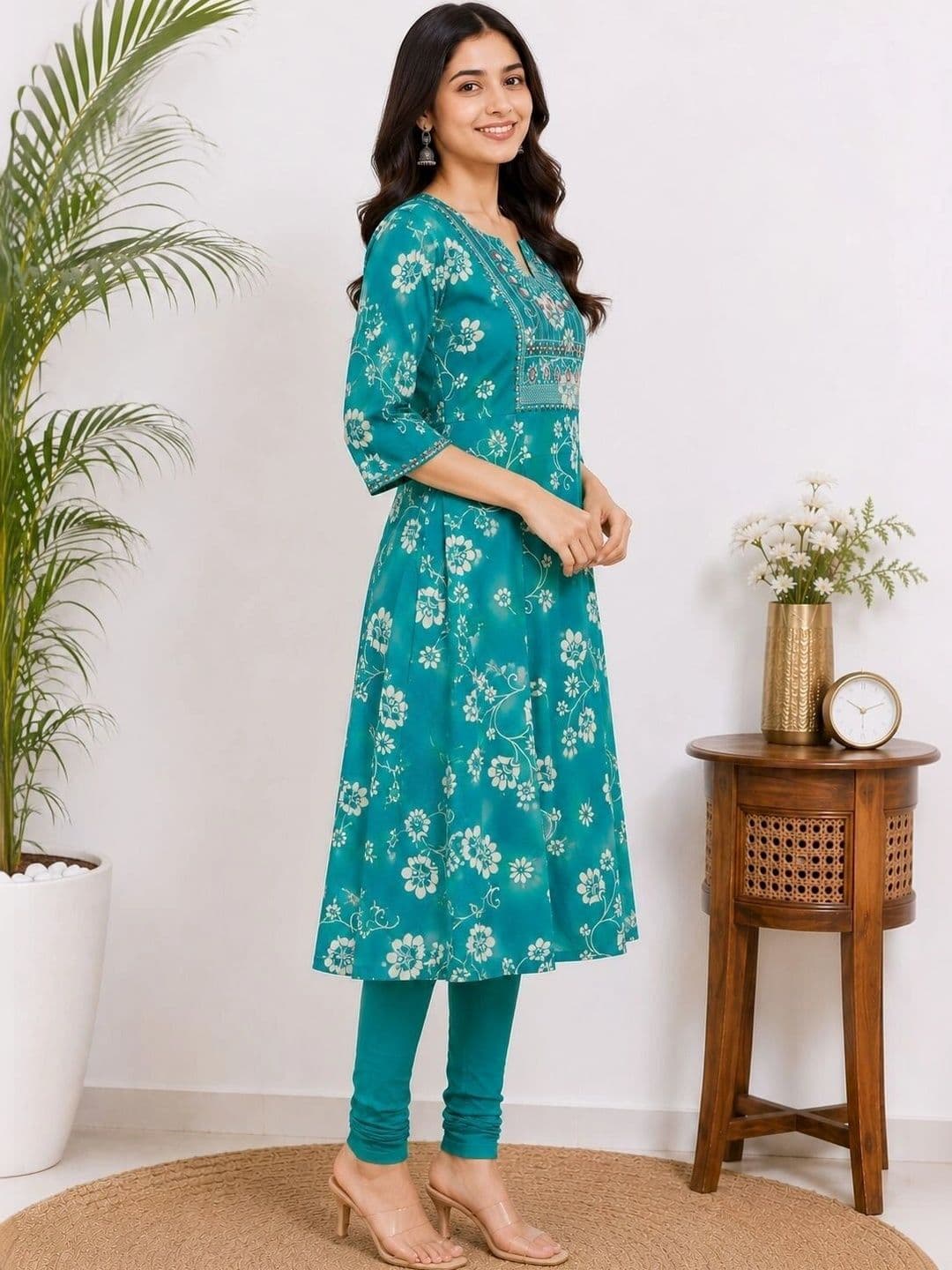 SHIFZ Women Floral Printed Thread Work Floral Kurta thumbnail 5