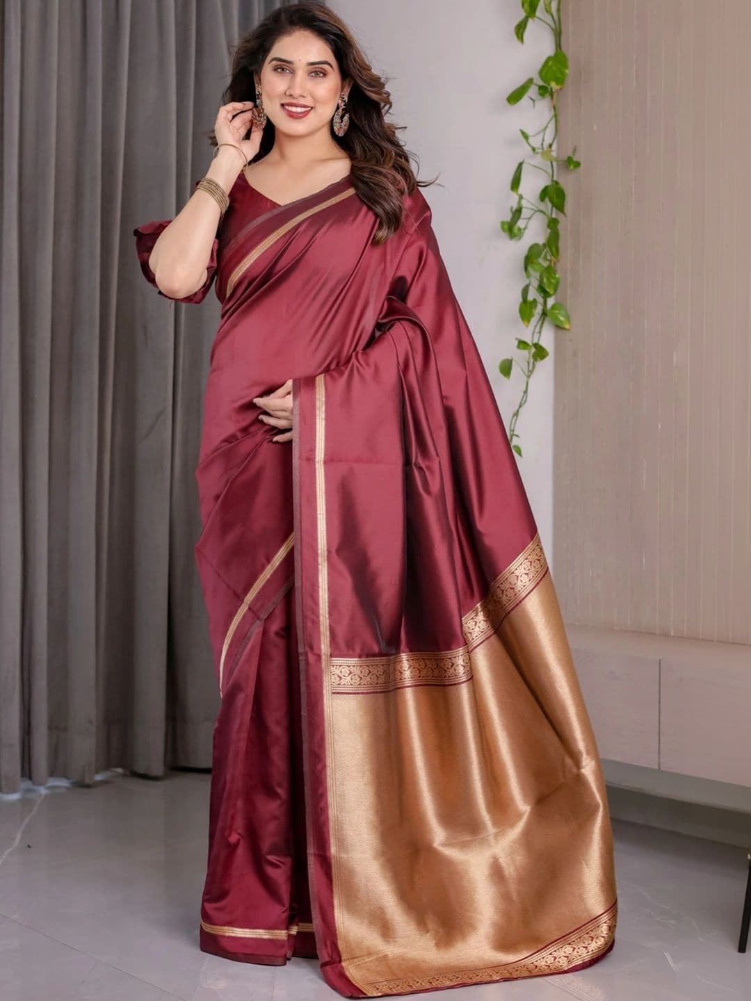 VS MALL Ethnic Motifs Zari Silk Cotton Banarasi Saree thumbnail 6