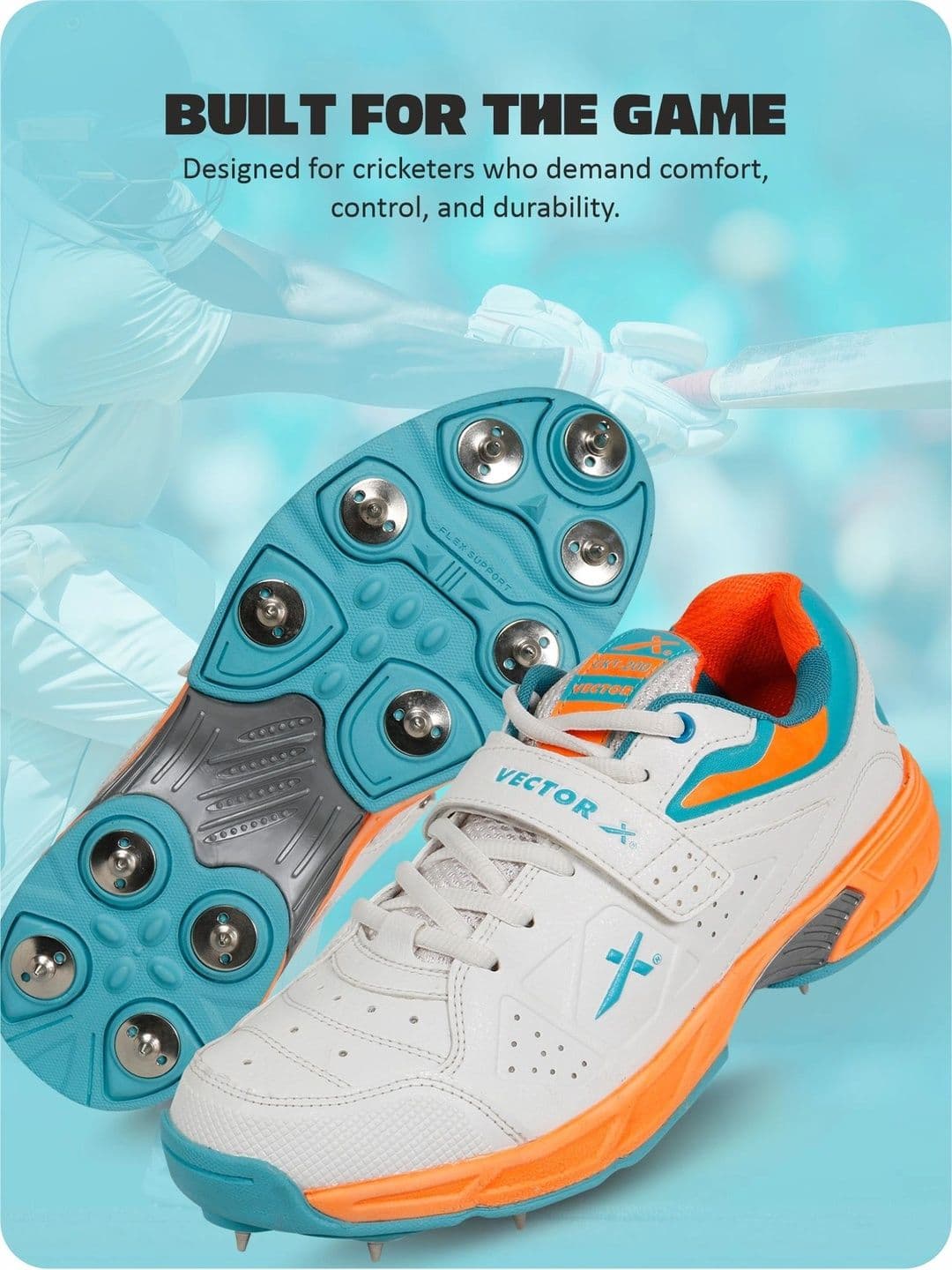 VECTOR X CKT 200 Spikes PU Material with Rubber Sole Cricket Shoes thumbnail 4