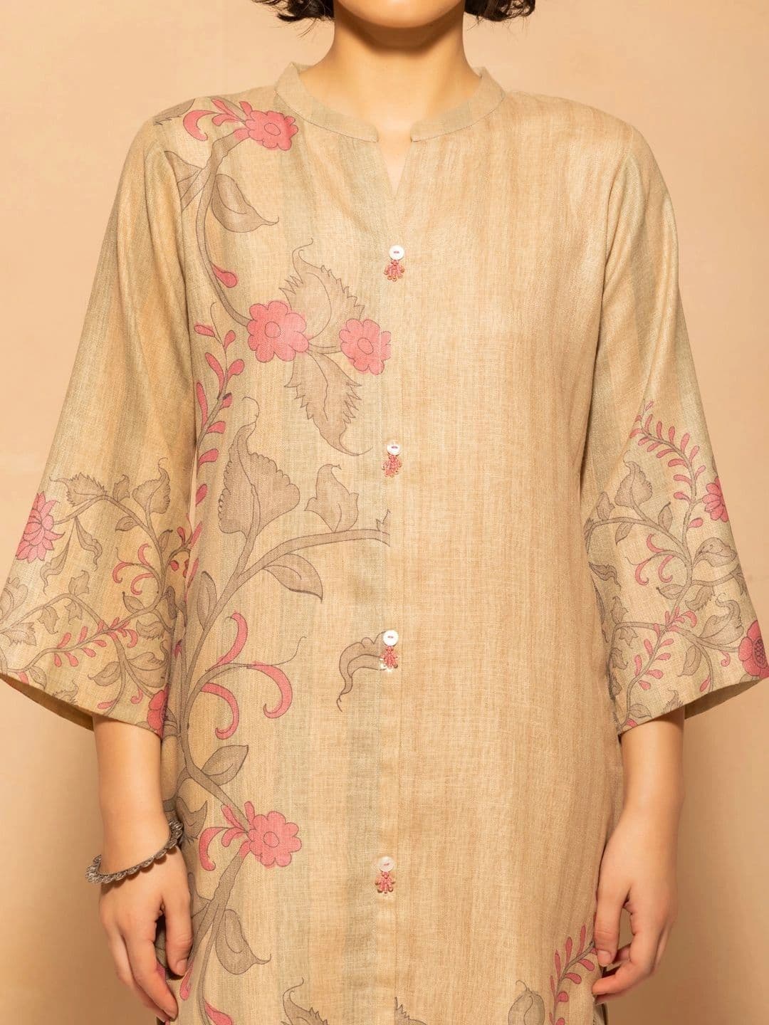 Sabhyata Women Floral Printed Regular Linen Kurta with Trousers & With Dupatta thumbnail 2