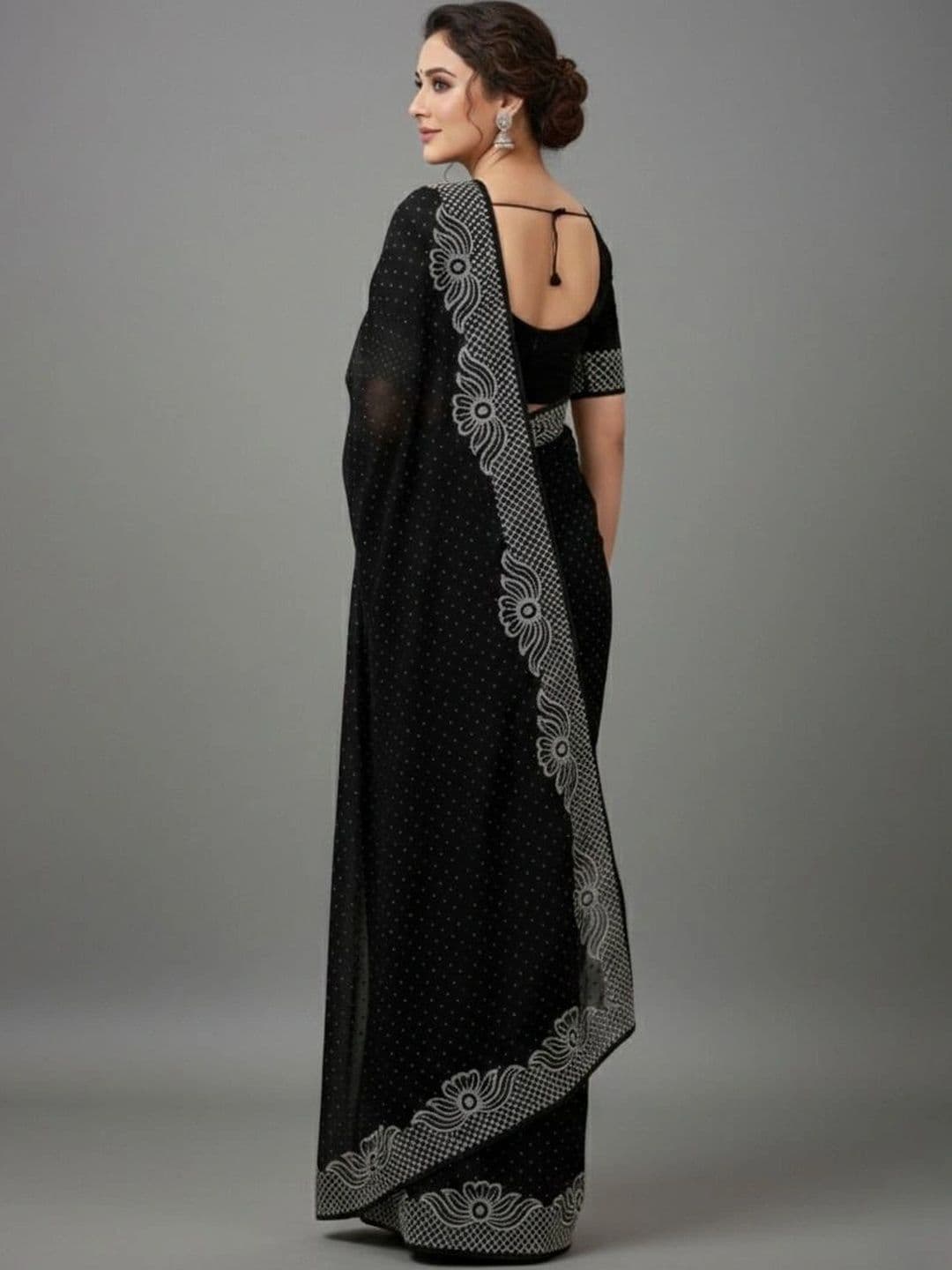 RENBRIZA Embroidered Poly Georgette Saree thumbnail 4