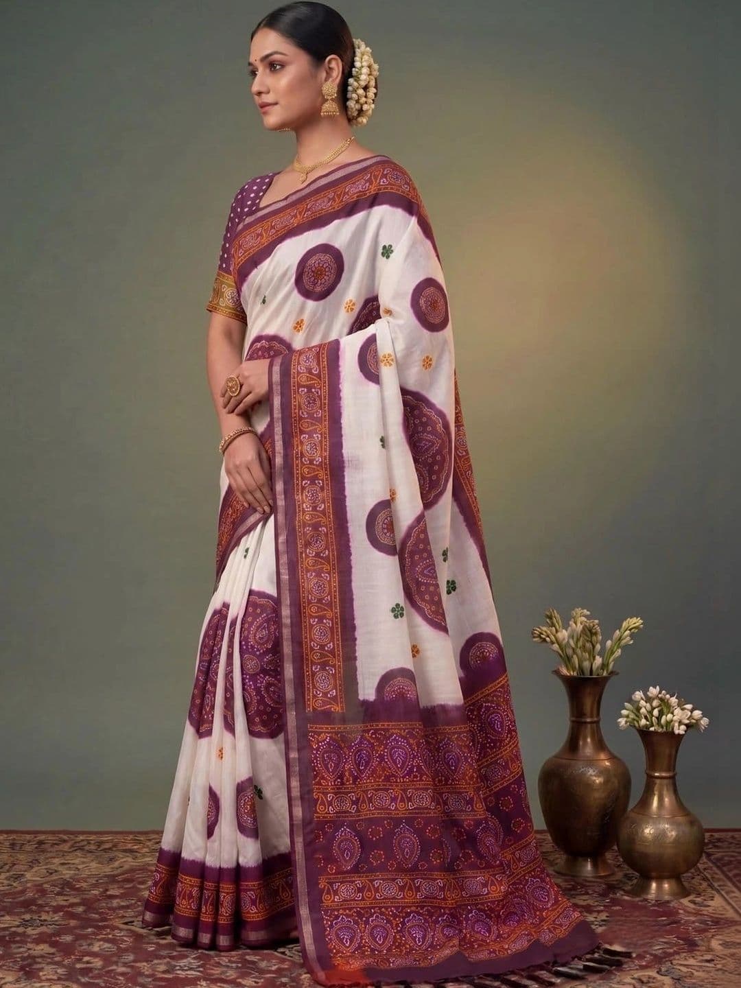 SAMANTHA Bandhani Zari Silk Blend Saree thumbnail 7