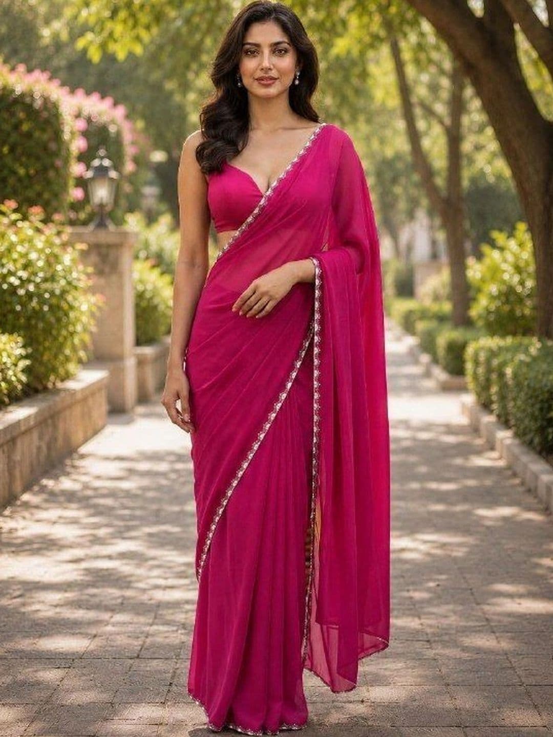 shreecre Pure Georgette Saree - view 1