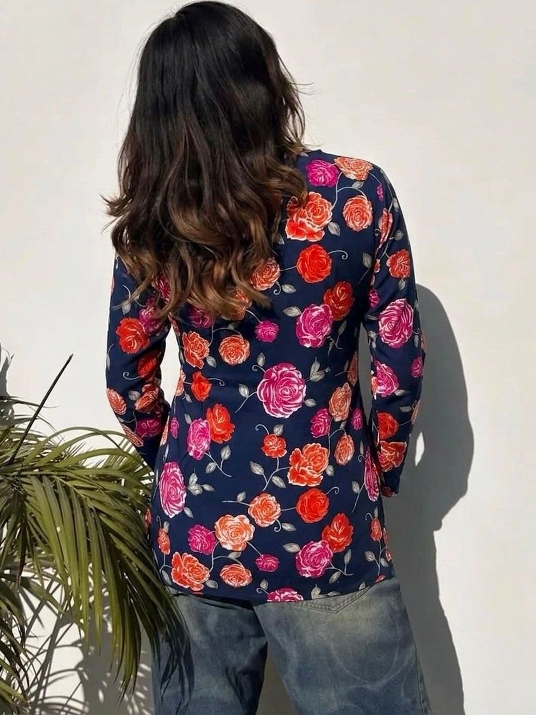 Sangria Floral Printed Square Neck Kurti thumbnail 3