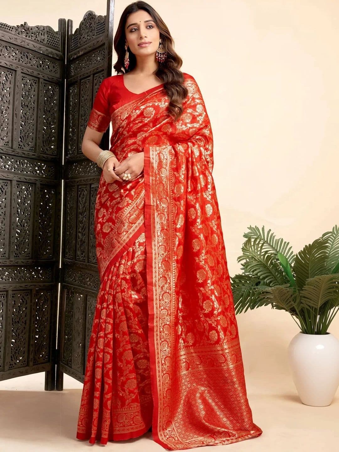 VS MALL Ethnic Motifs Zari Banarasi Saree - view 1