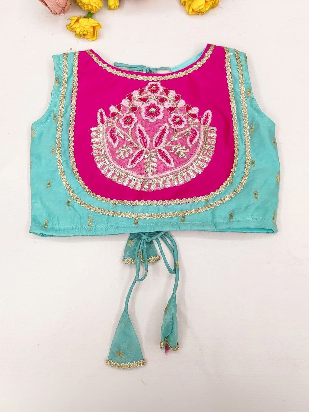 Sangria Girls Embroidered Thread Work Ready to Wear Lehenga & Blouse With Dupatta thumbnail 3