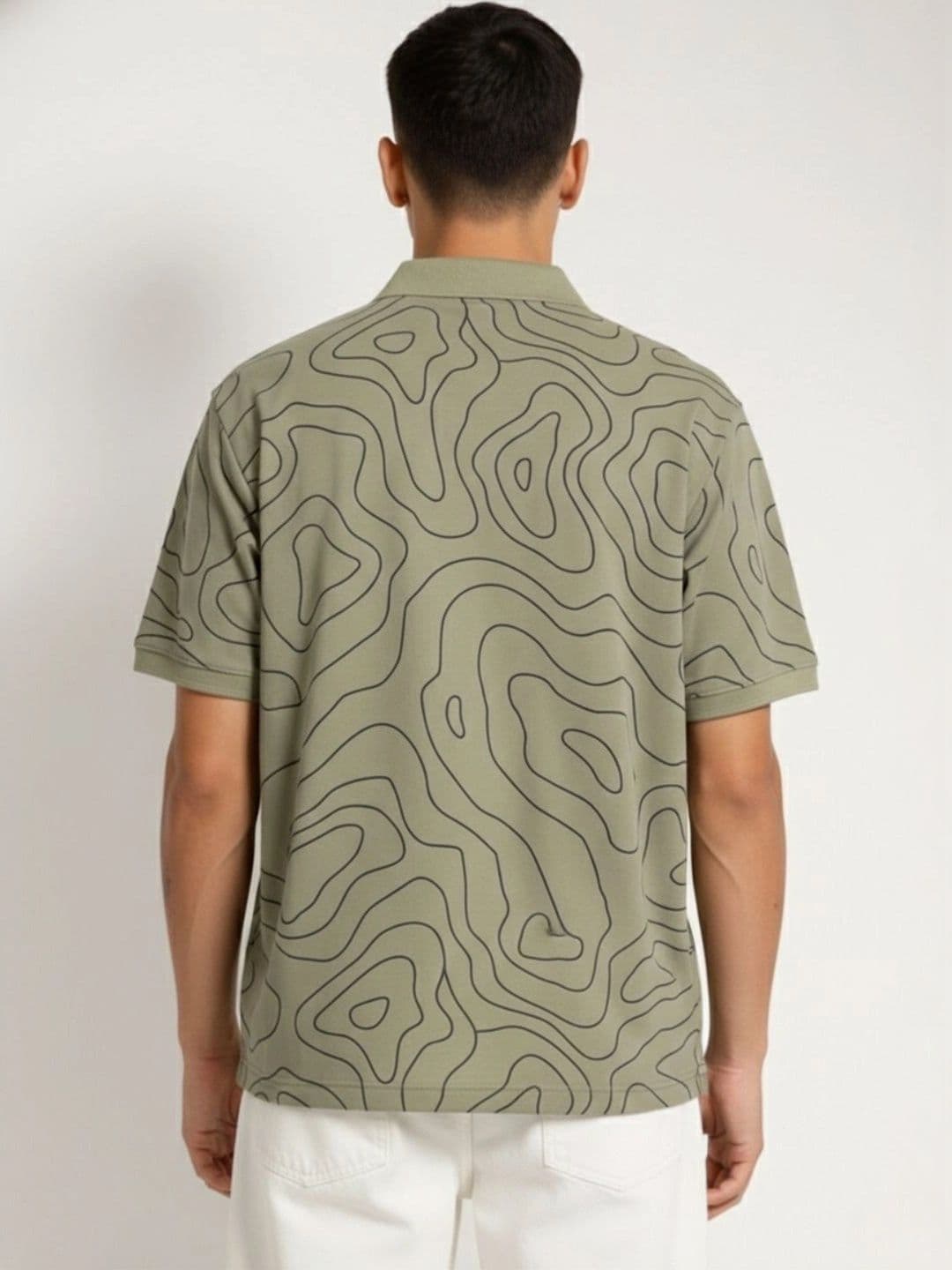 HERE&NOW Men Printed Polo Collar T-shirt thumbnail 3