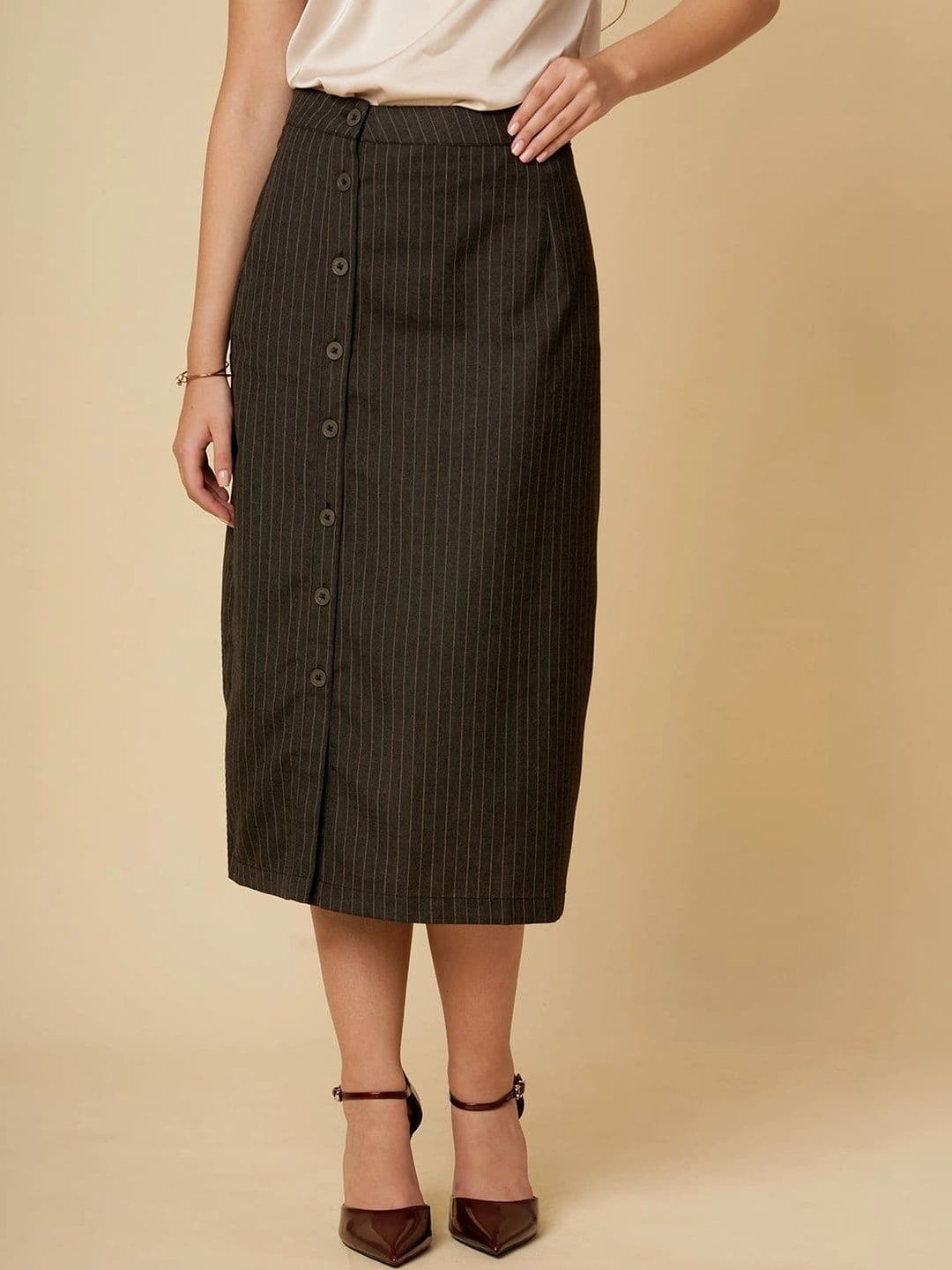 Chemistry Women Striped Midi Straight Skirt - view 1
