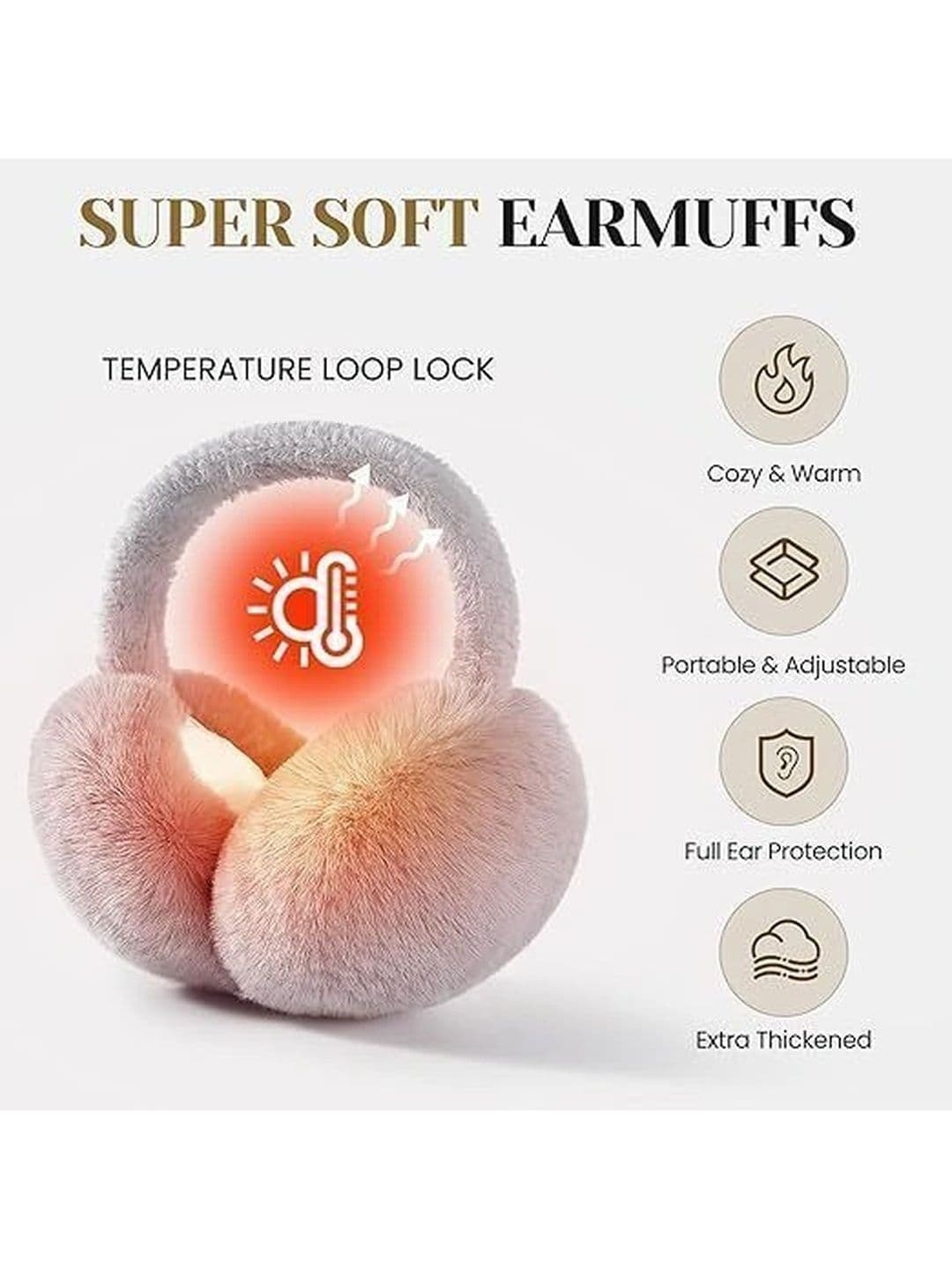 Zonkar Grey Ear Muffs Winter Women Men Soft Earmuffs Cute Ear Covers Cold Weather thumbnail 2