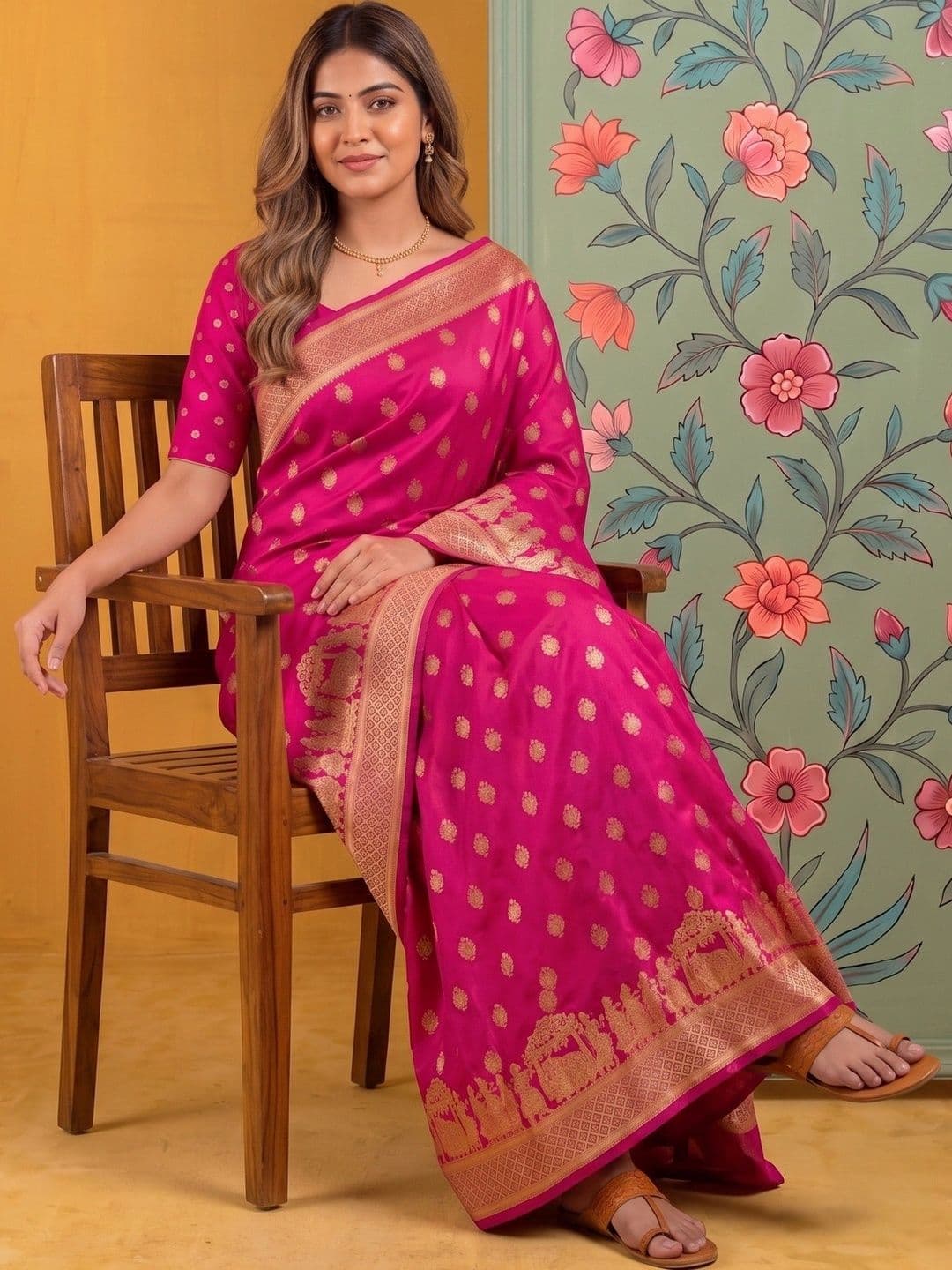 ROOP RADHIKA Woven Design Zari Silk Blend Designer Banarasi Saree thumbnail 4