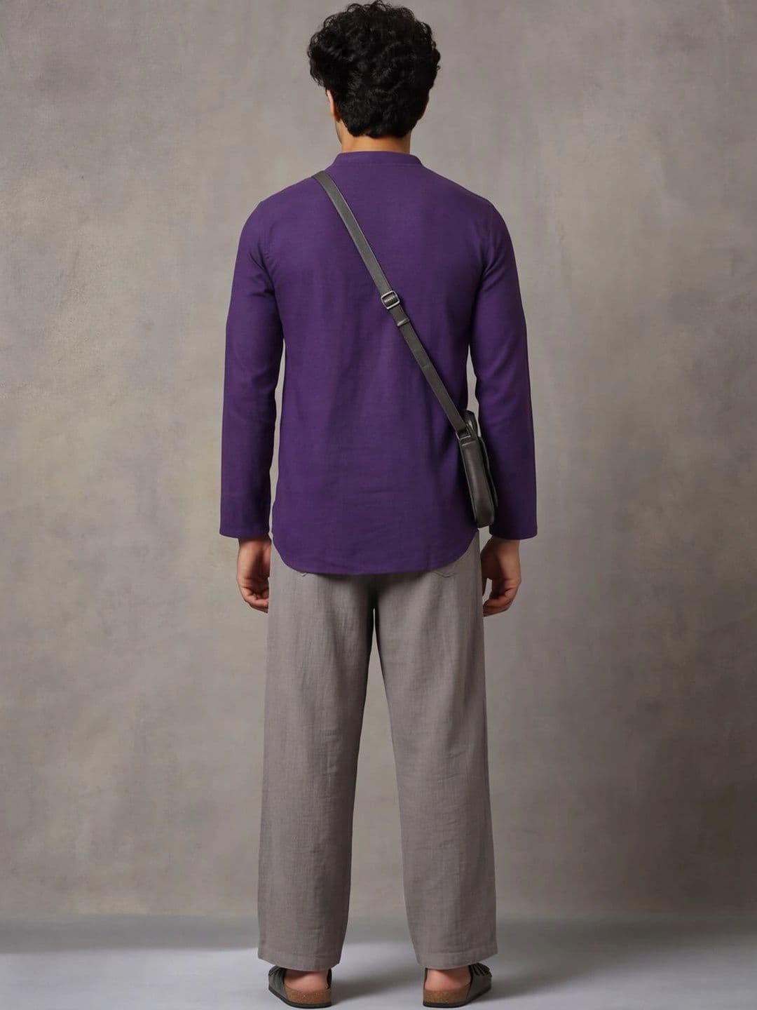 Navibhu Woven Design Solid Cotton Handloom Mandarin Collar Short Kurta thumbnail 7