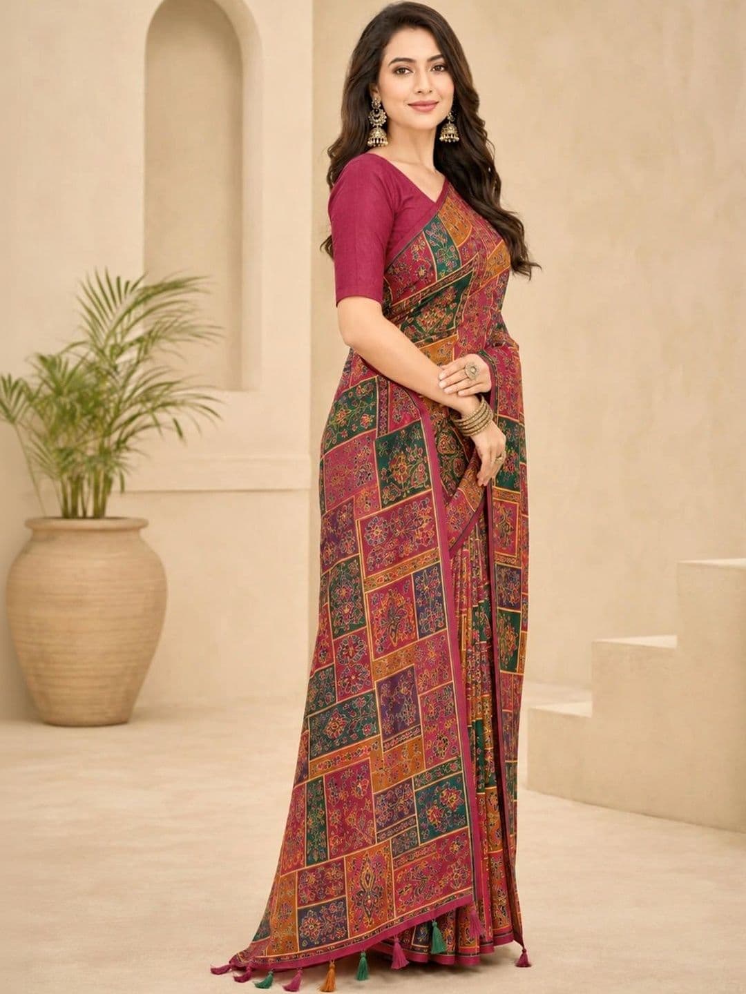 SAMANTHA Bandhani Poly Georgette Leheriya Saree thumbnail 3