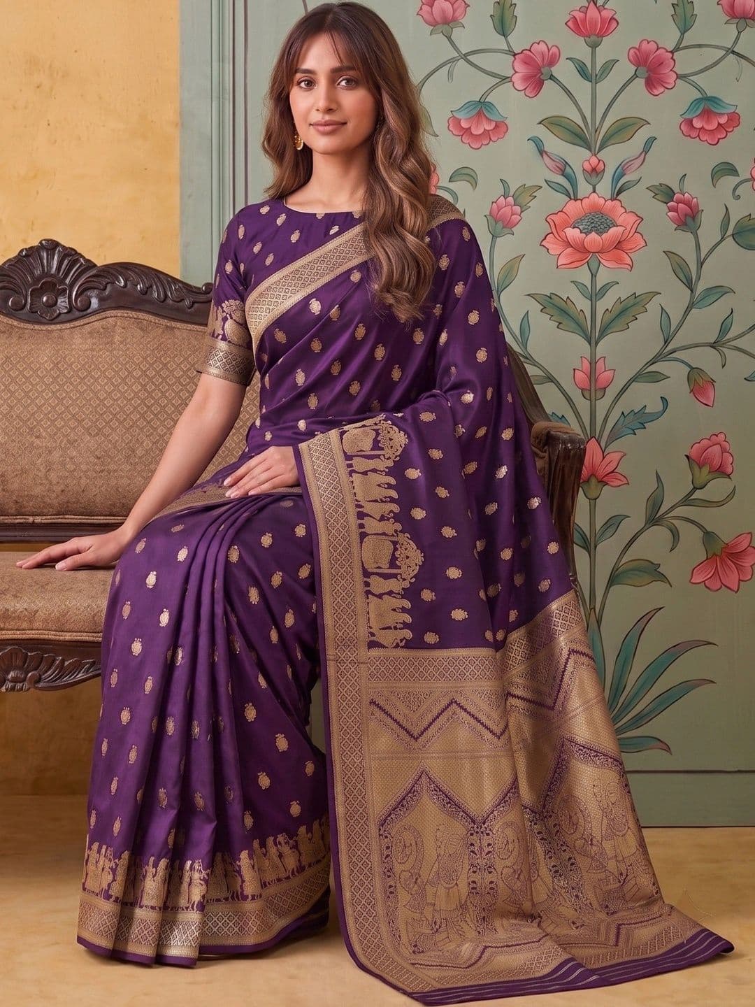 ROOP RADHIKA Woven Design Zari Silk Blend Designer Banarasi Saree thumbnail 2