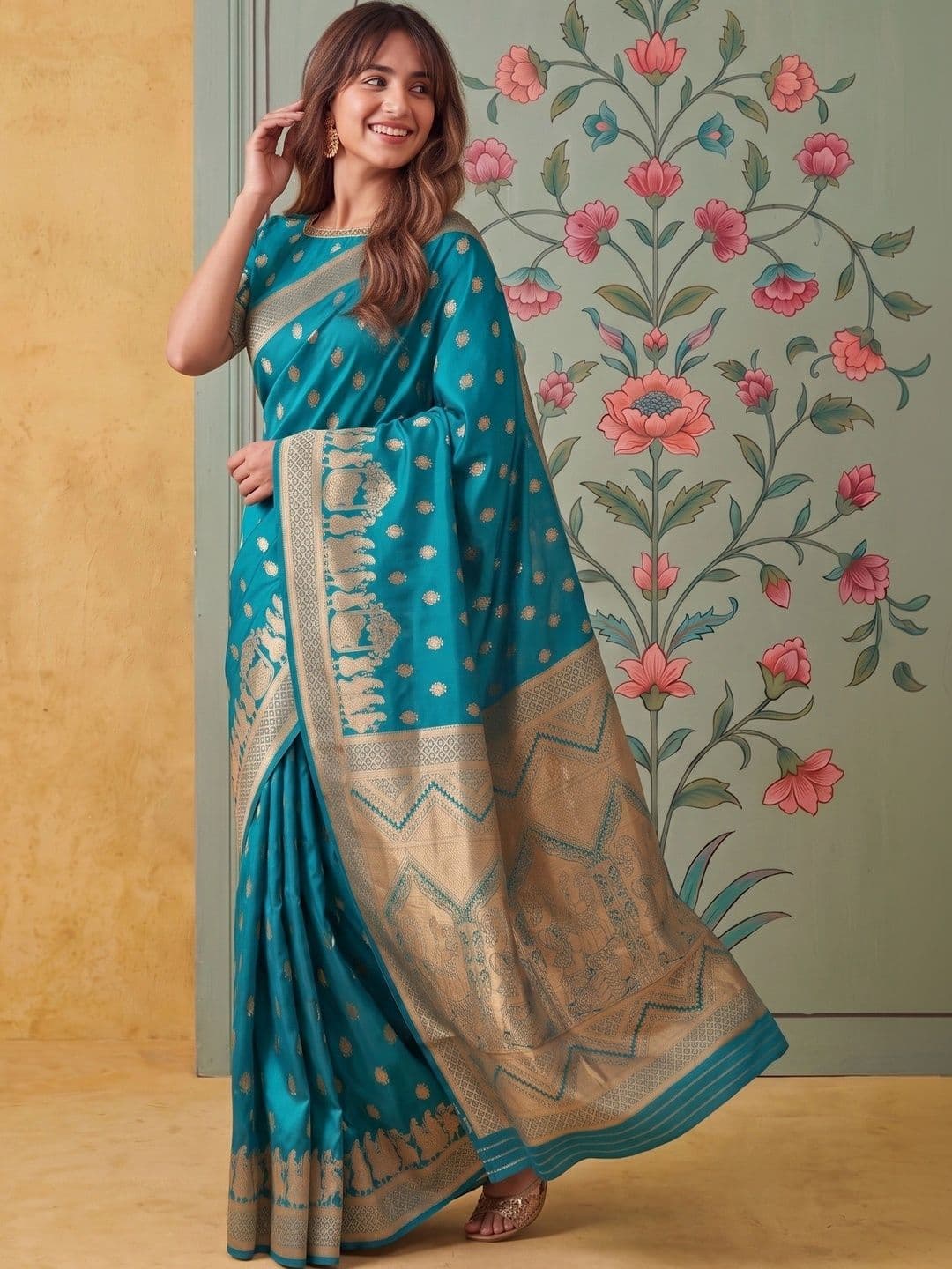 ROOP RADHIKA Woven Design Zari Silk Blend Designer Banarasi Saree thumbnail 6