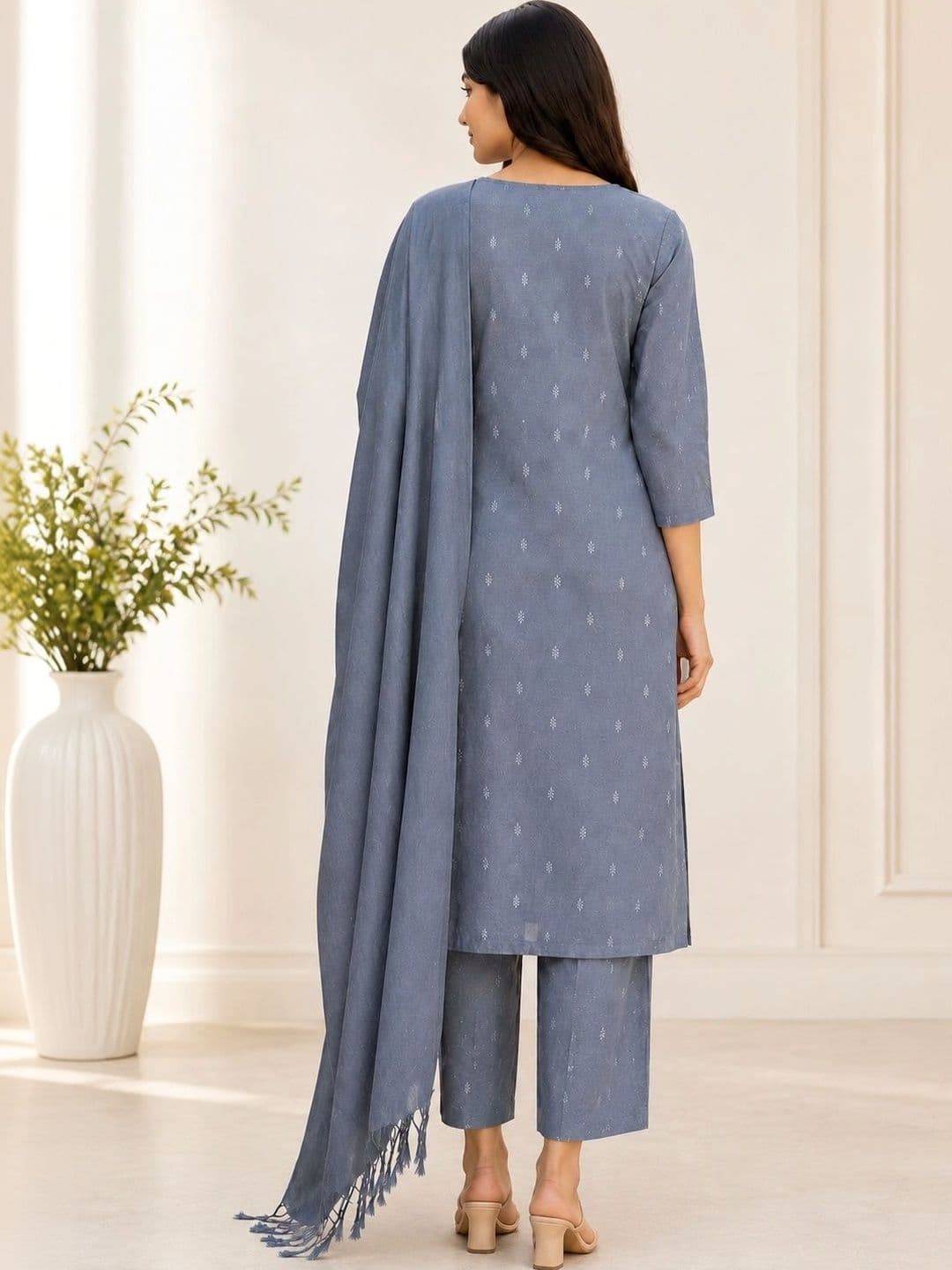 Rahigomar Women Ethnic Motifs Printed Regular Kurta with Trousers & With Dupatta thumbnail 2