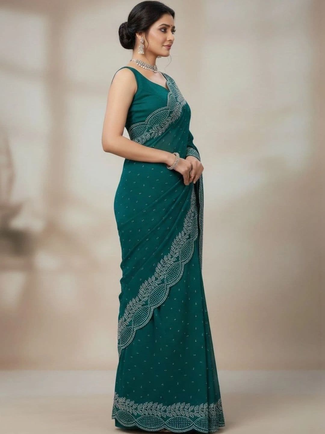 RENBRIZA Poly Georgette Saree thumbnail 4